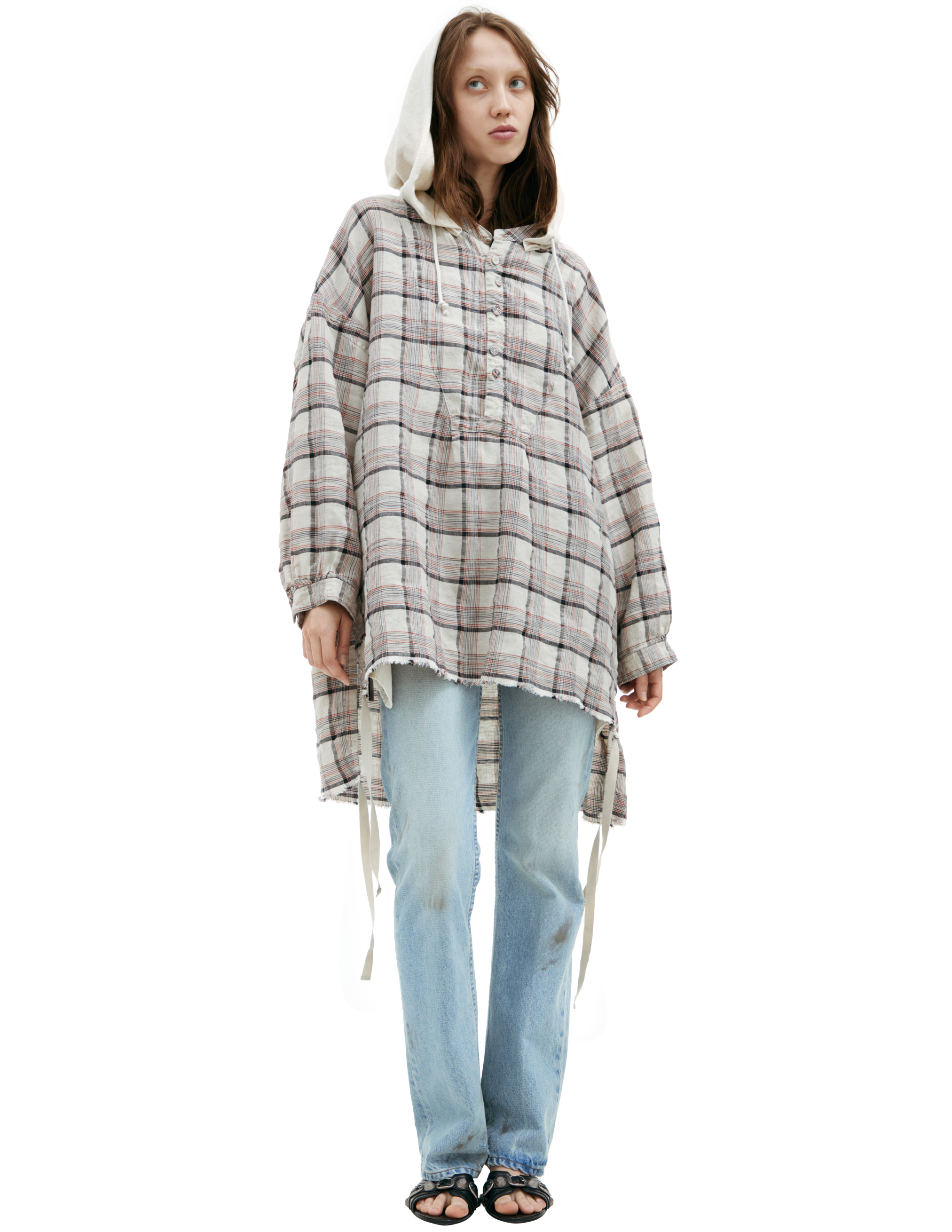 Клетчатая рубашка с капюшоном 64680₽