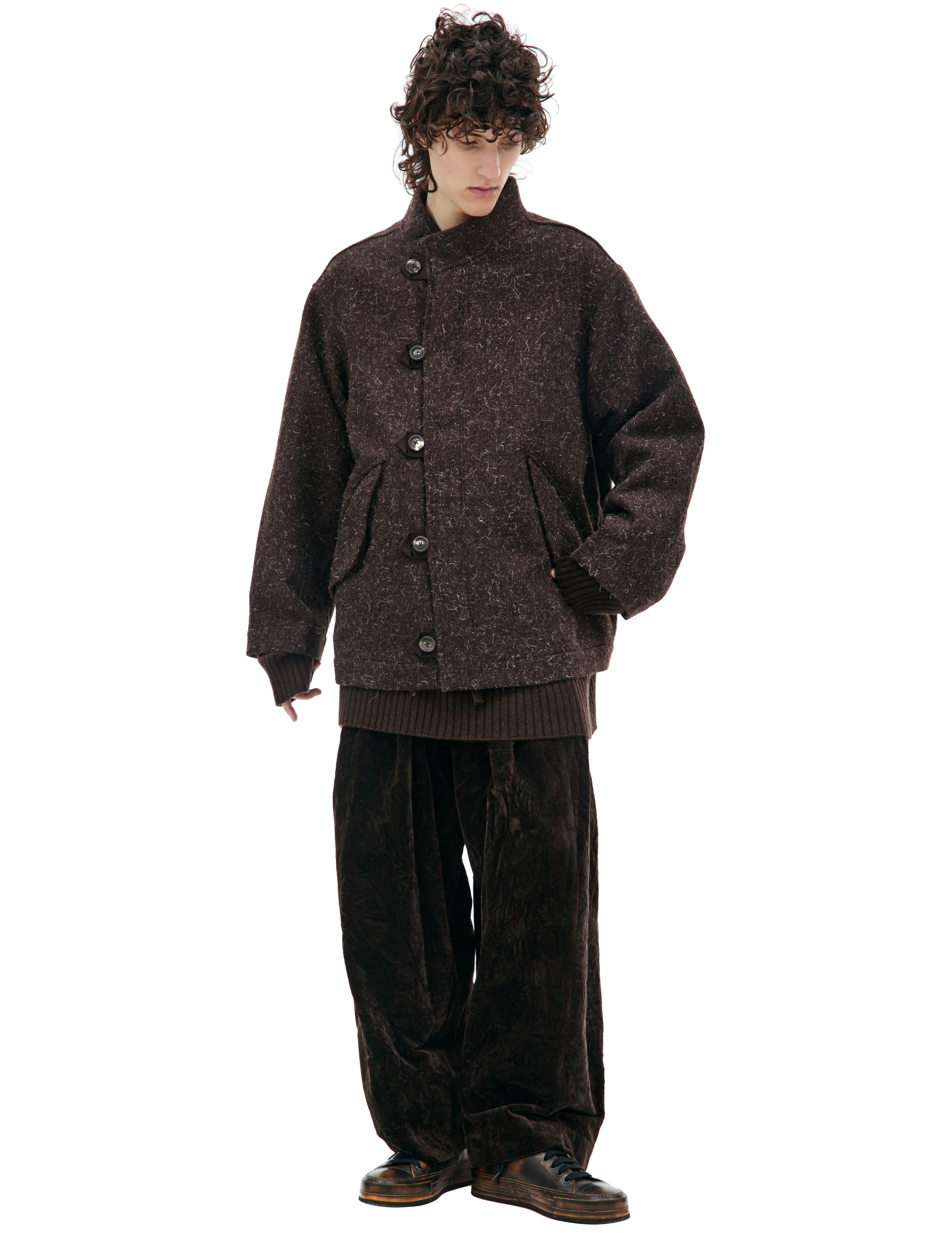 Шерстяной пиджак с воротником-стойкой Ziggy Chen 0M2330905, размер 50;52