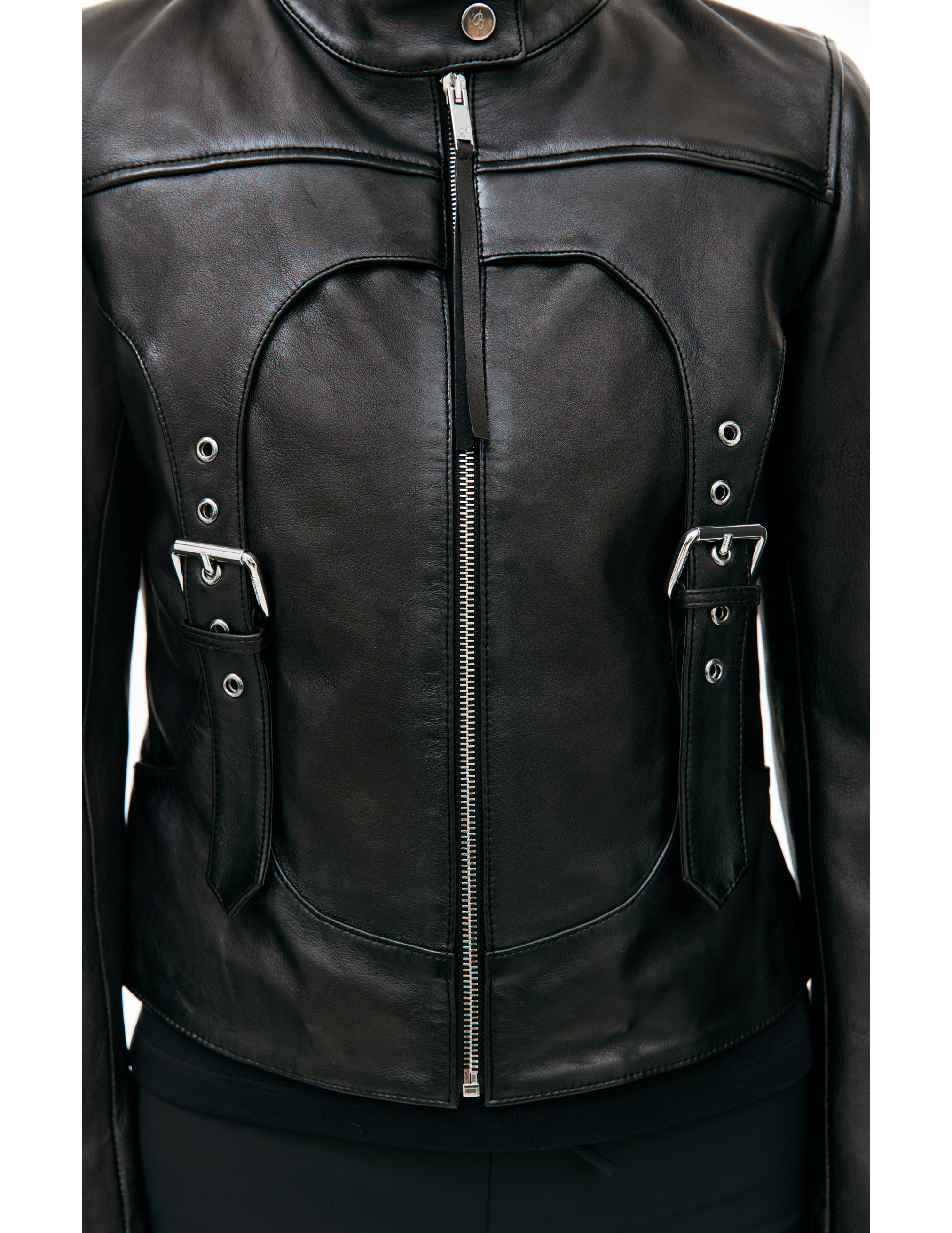 Кожаная куртка с ремешками Blumarine P42/2L051A/N0990, размер 40;42 P42/2L051A/N0990 - фото 5