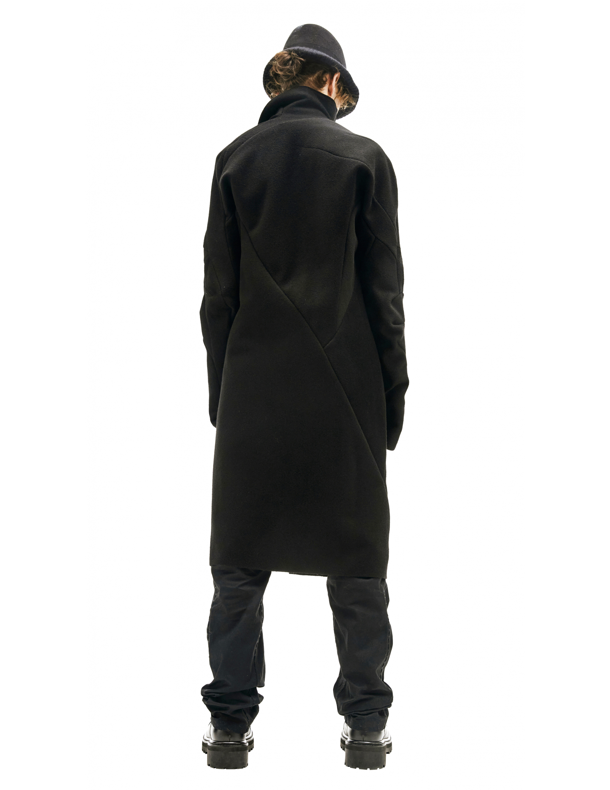 Шерстяное пальто с высоким воротом - Leon Emanuel Blanck DIS-TC-01/blk Фото 3