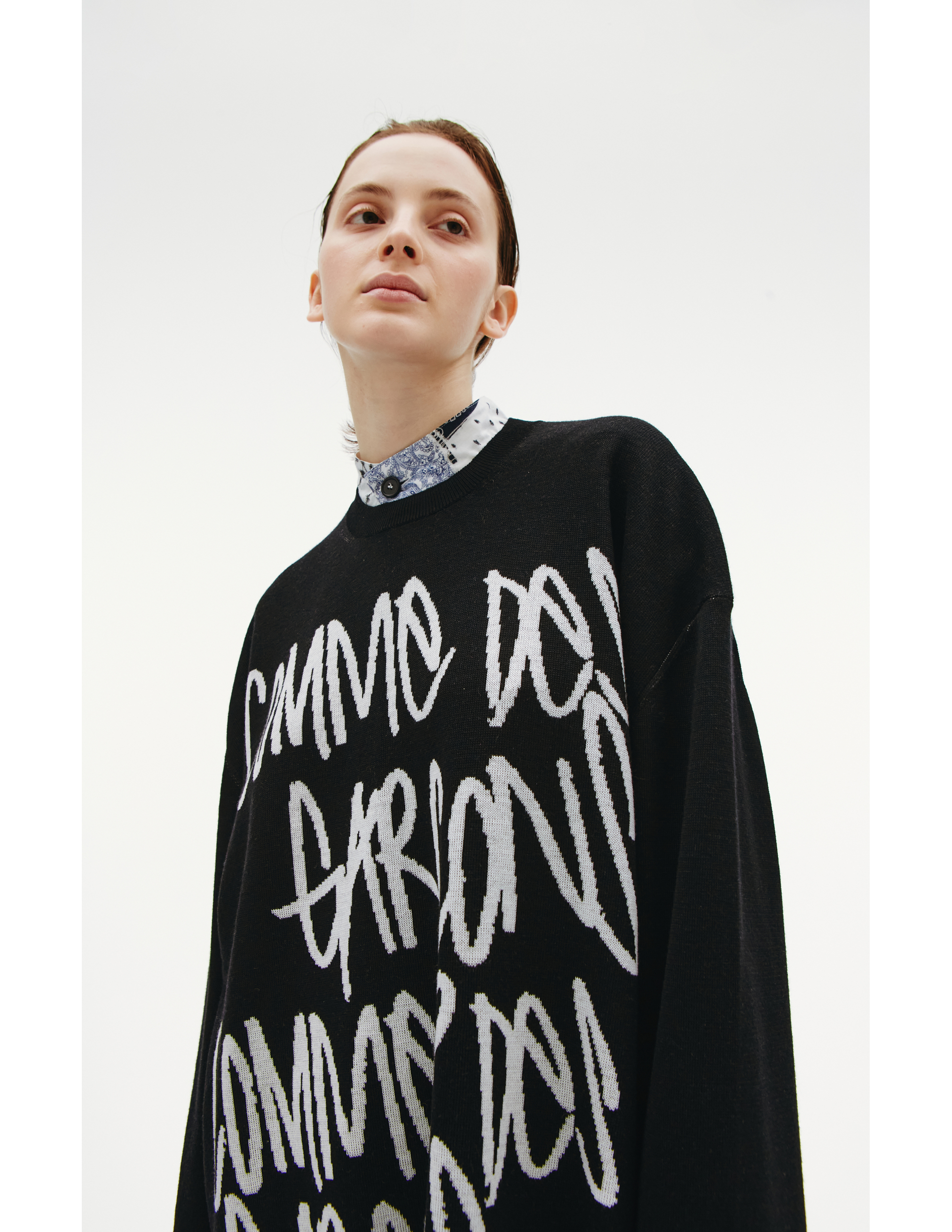 Шерстяной свитер с контрастным логотипом Comme des Garcons GI-N017-051-1, размер S;M - фото 5