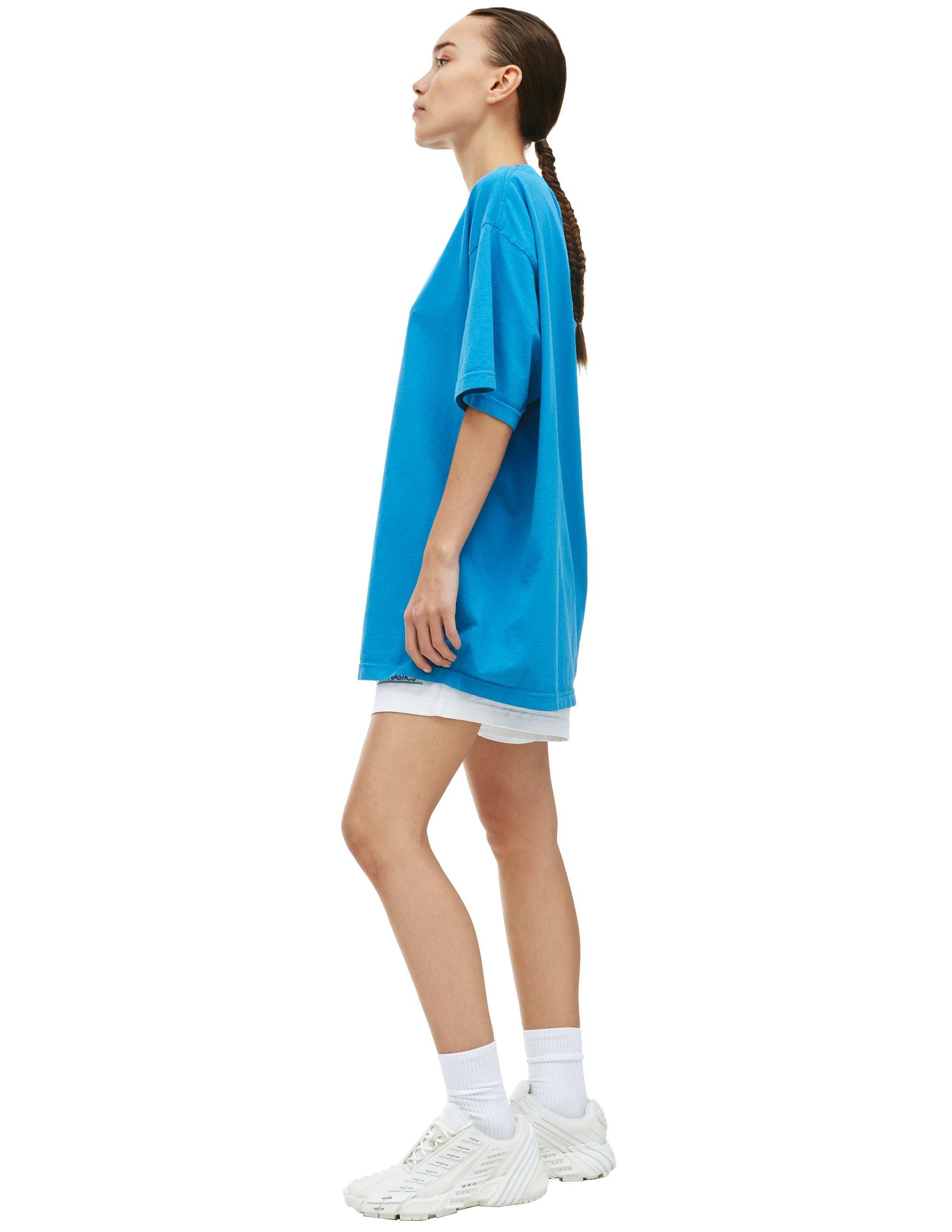 Голубая футболка с принтом Apple SRHC SPORTY & RICH TS482OC, размер L;M;XL - фото 2