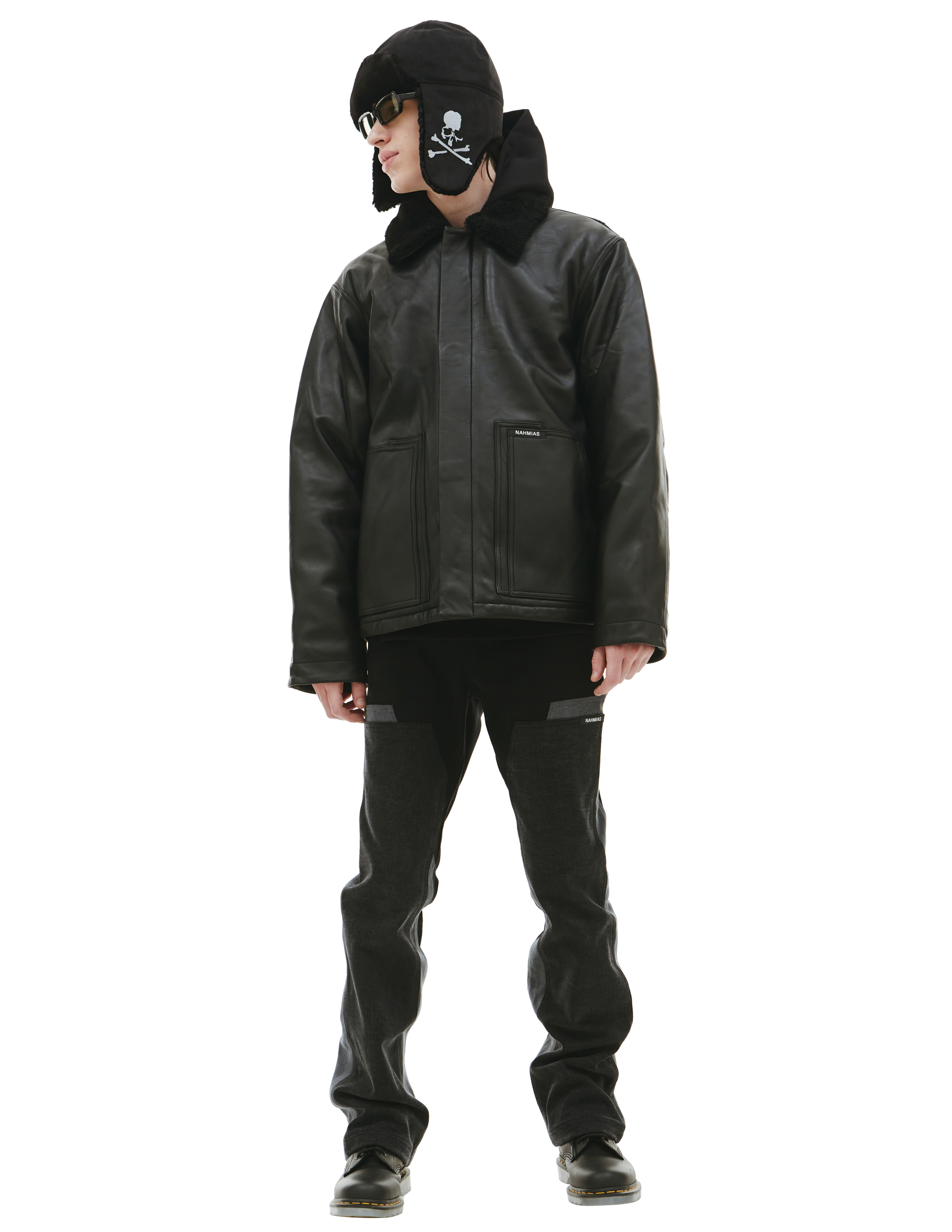 Кожаная куртка с меховым воротником Nahmias AW22-2-7017-F0046-BLACK, размер XL;L