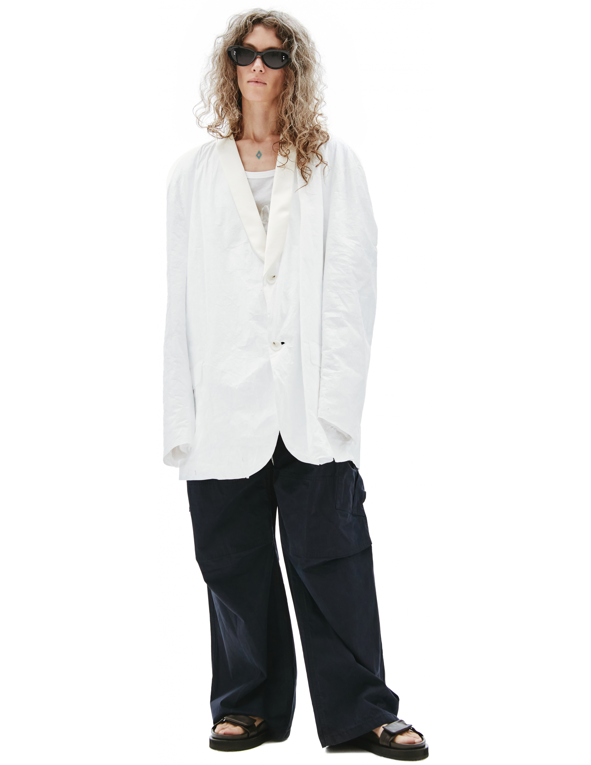 Белый пиджак из тайвека Raf Simons 211-M526-30018-0010, размер 50;52