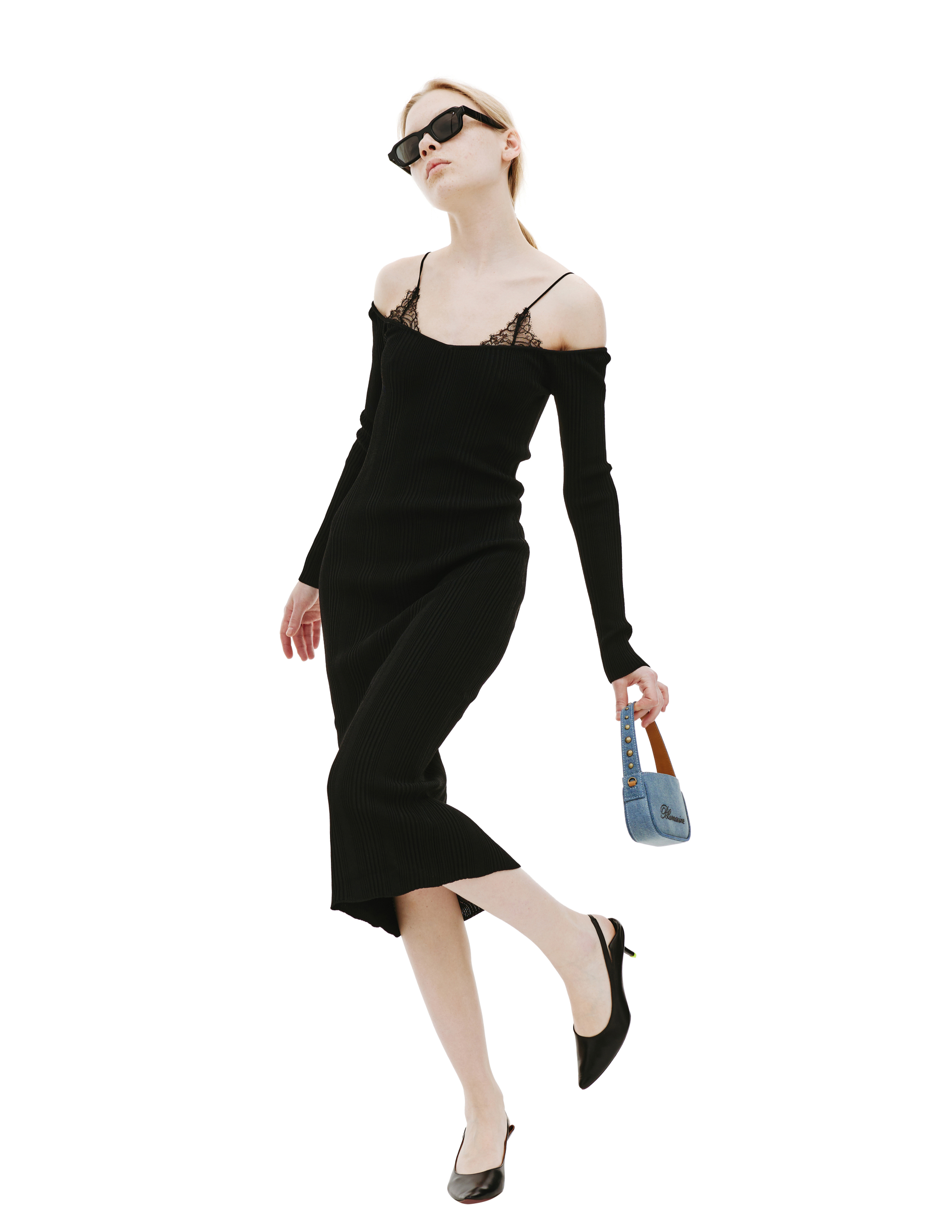 Черное платье с кружевом Blumarine P32/2A312A/N0990, размер S;M P32/2A312A/N0990 - фото 4