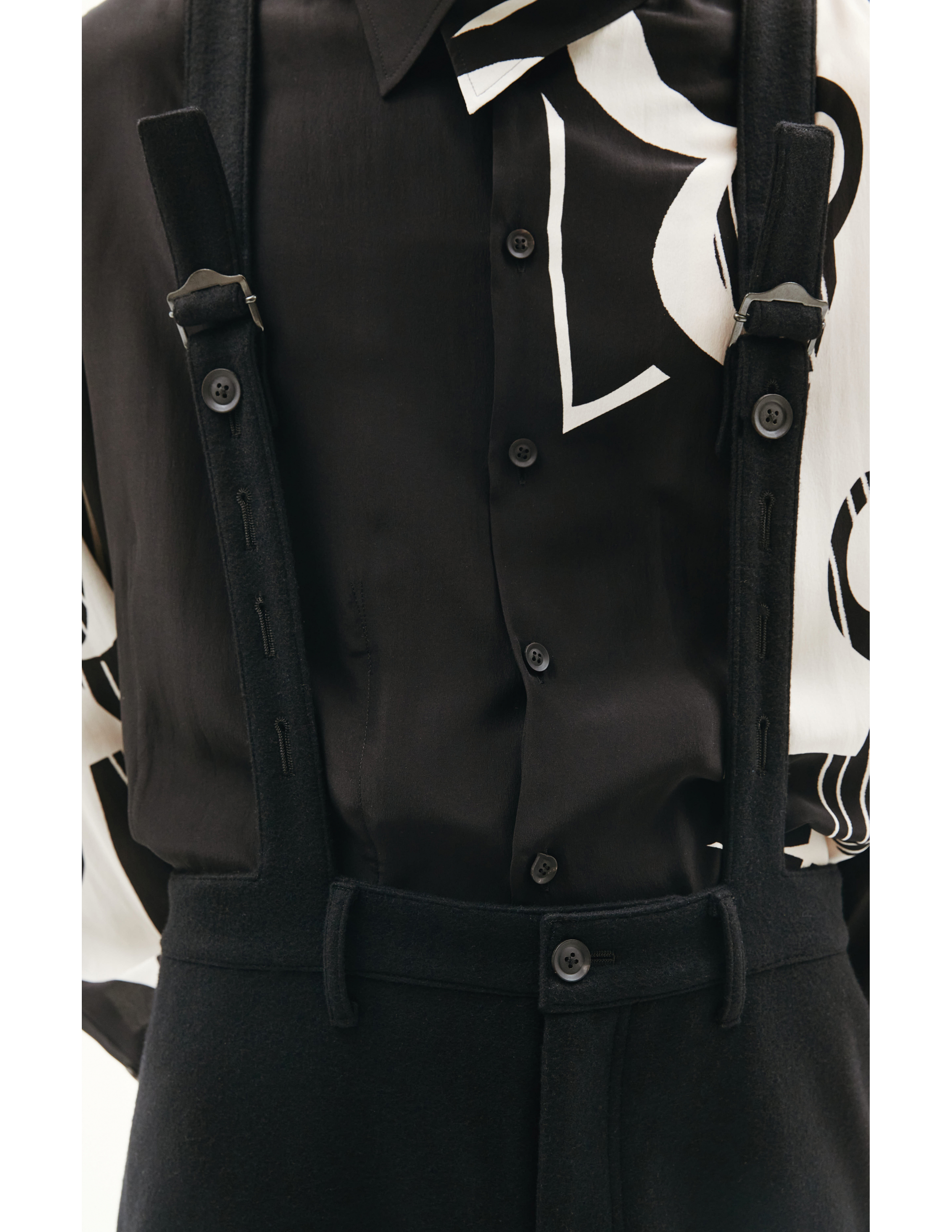 Шерстяные брюки с подтяжками Yohji Yamamoto HX-P62-122-1, размер 3;4 - фото 6