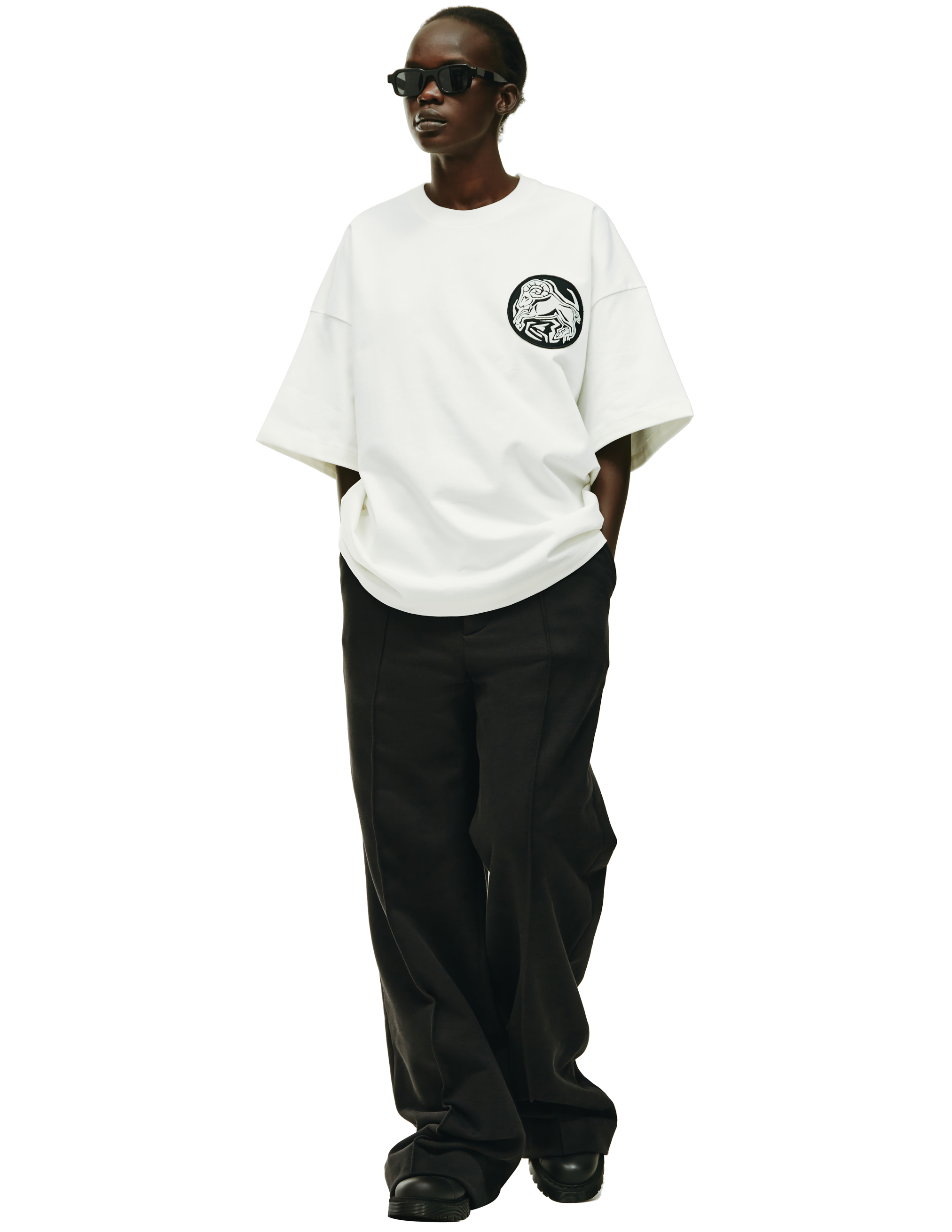 Белая оверсайз футболка с нашивкой Овен Jil Sander J21GC0018/J45092/121, размер XL;L J21GC0018/J45092/121 - фото 1