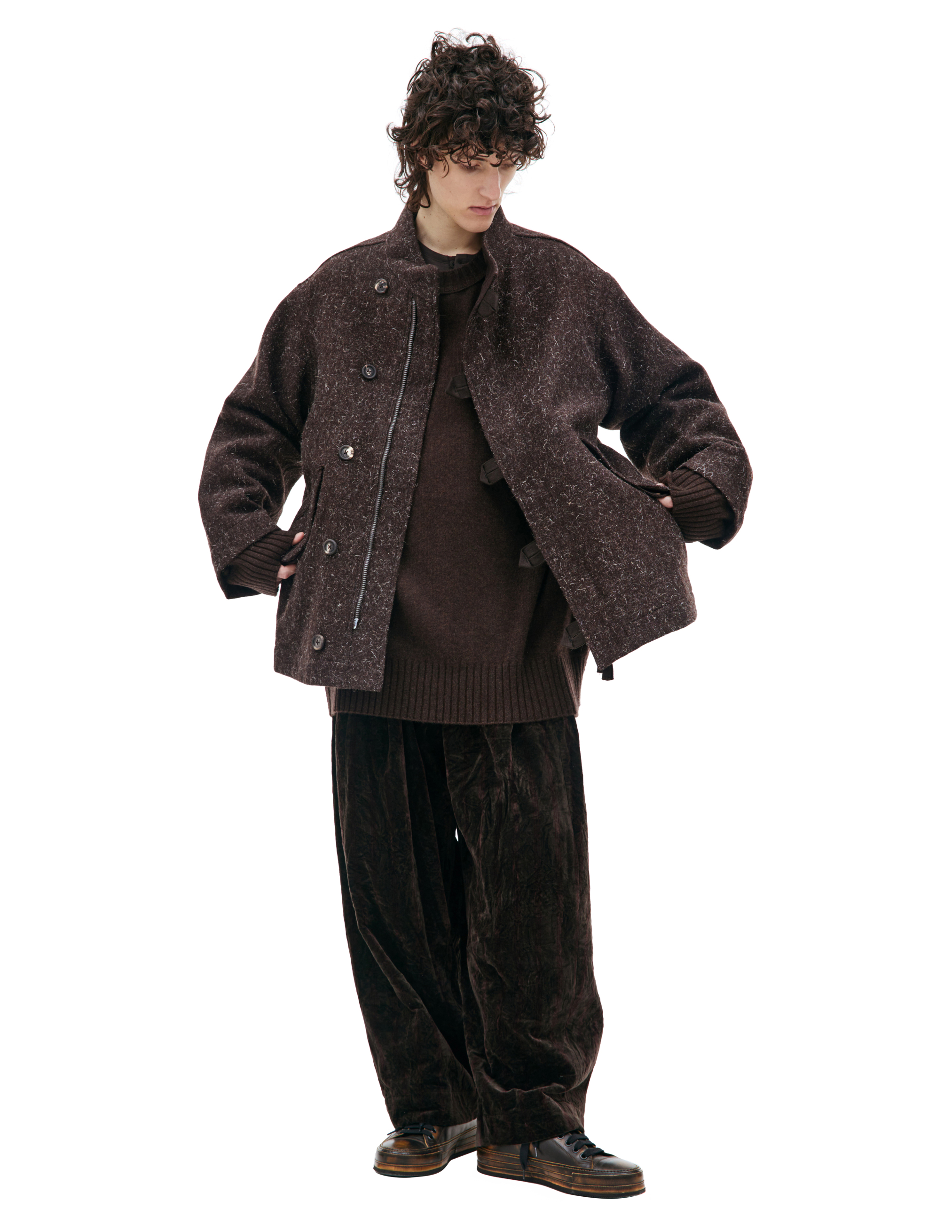 Шерстяной пиджак с воротником-стойкой Ziggy Chen 0M2330905, размер 50;52 - фото 3
