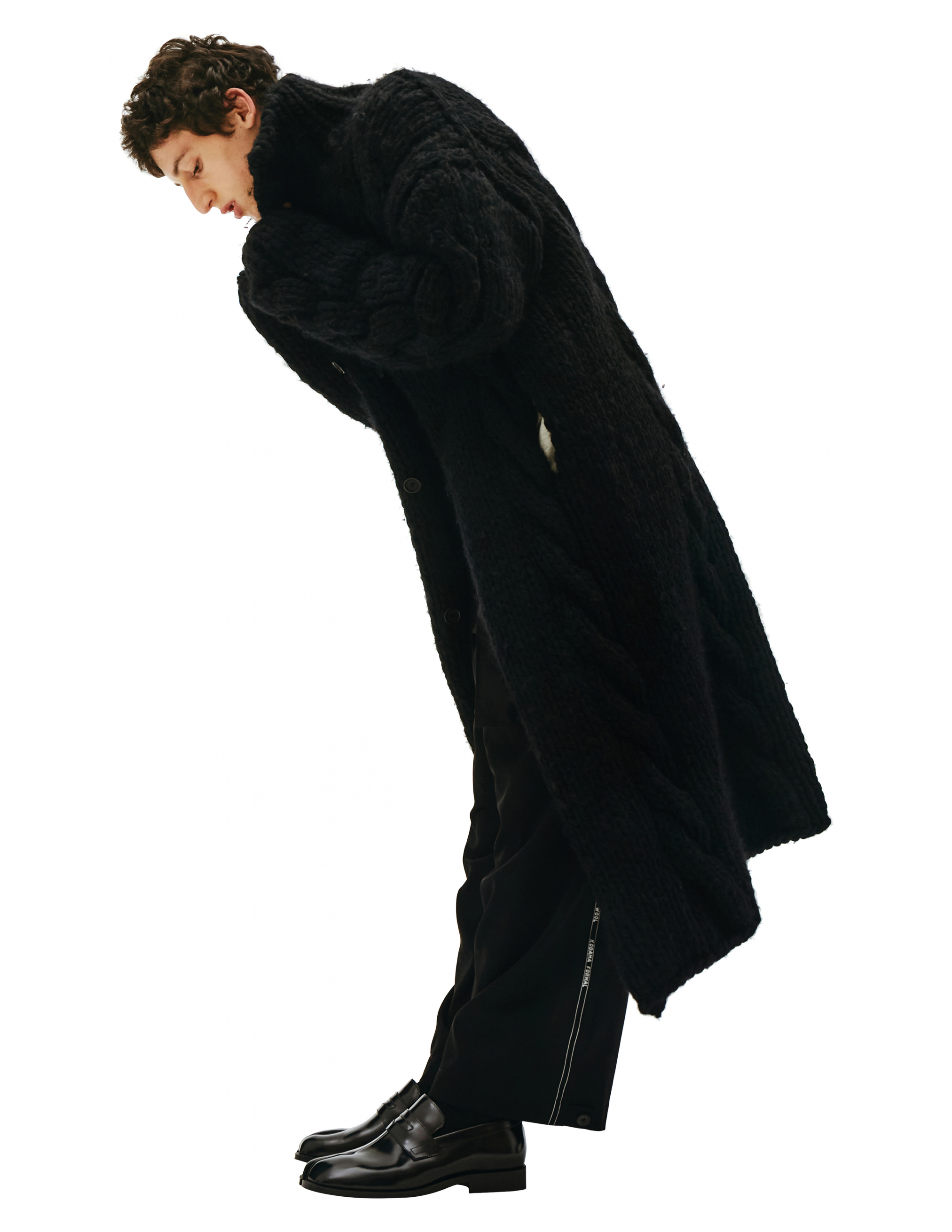 Шерстяное вязаное пальто на пуговицах - Yohji Yamamoto HV-K76-184-2 Фото 9