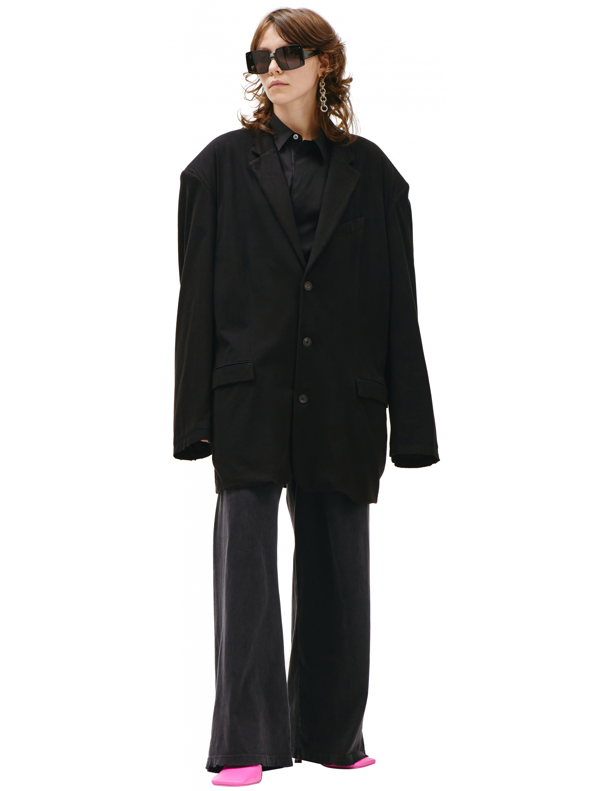 Черный оверсайз пиджак - Balenciaga 662182/TAV04/1000