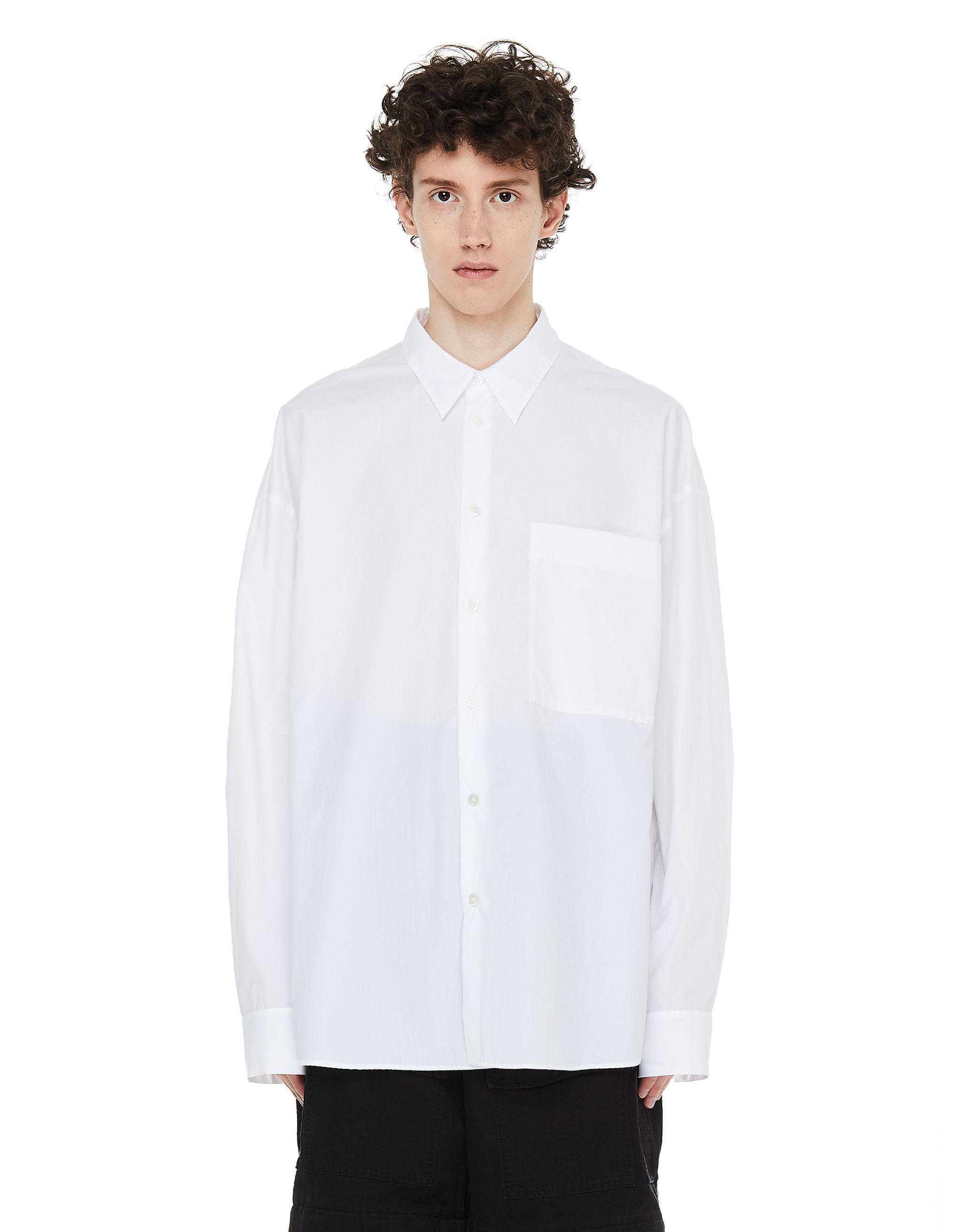 Белая рубашка с нагрудным карманом Ann Demeulemeester 2008-3616-115-001, размер L;M