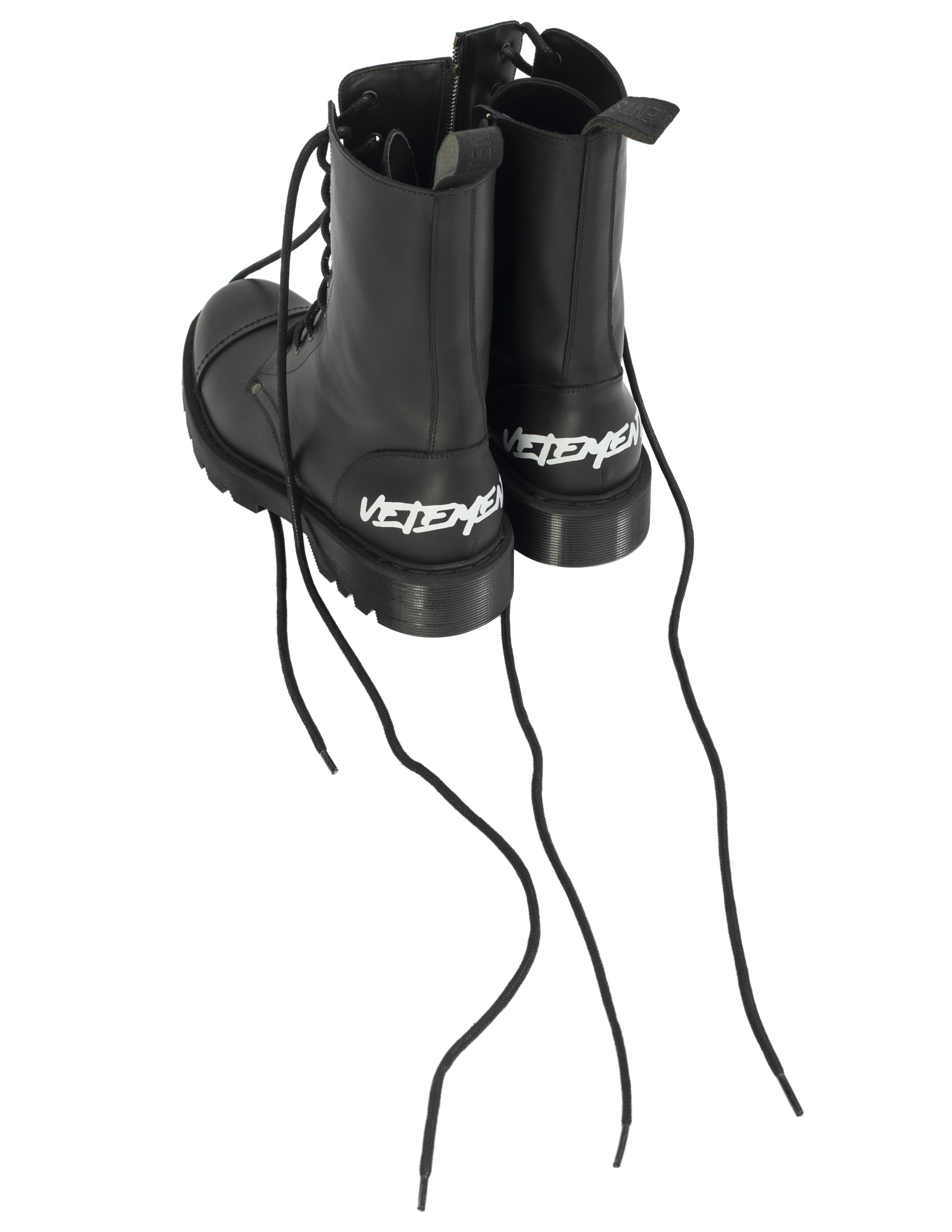 Кожаные ботинки на шнуровке с логотипом VETEMENTS UE52BO300B/2400, размер 45;43;42;41;40;39;38;37 UE52BO300B/2400 - фото 1