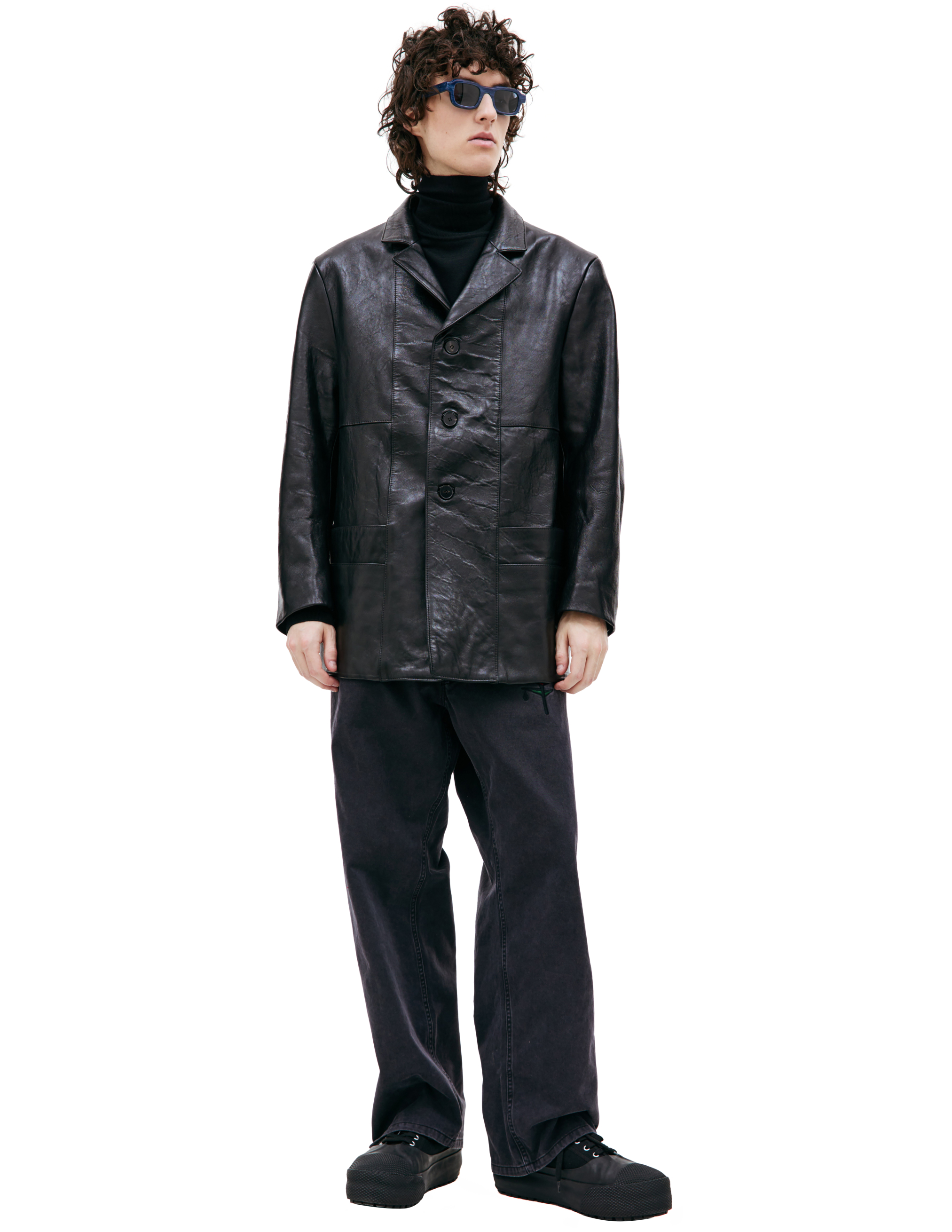 Черный кожаный пиджак Enfants Riches Deprimes 030-405, размер L;XL - фото 1