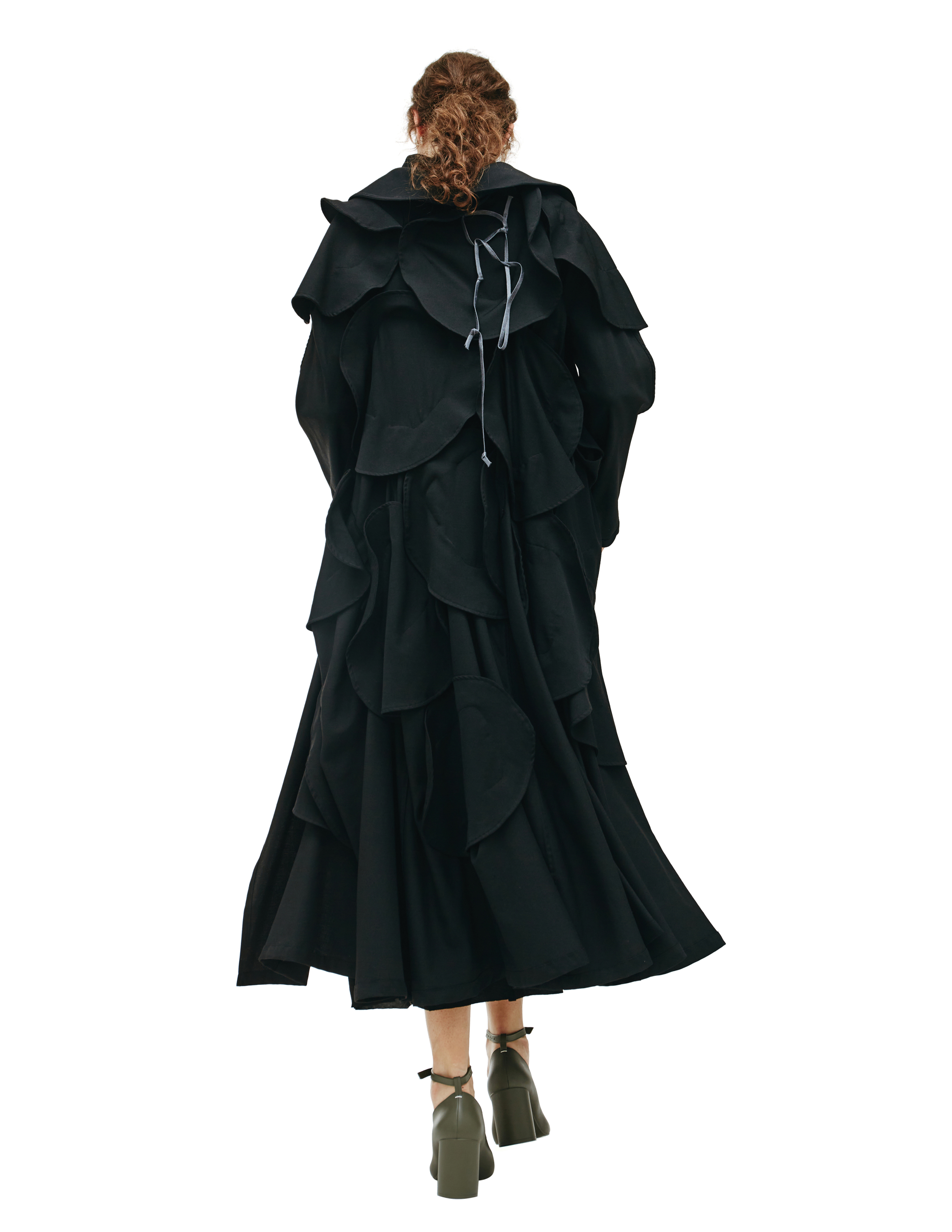 Черное деконструированное пальто из шерсти Yohji Yamamoto FC-C06-100-1, размер sm - фото 4