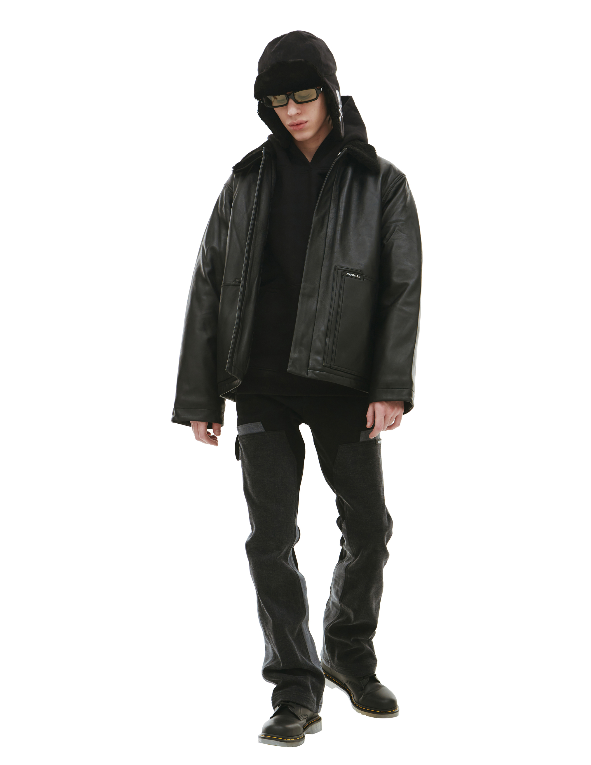 Кожаная куртка с меховым воротником Nahmias AW22-2-7017-F0046-BLACK, размер XL;L - фото 4