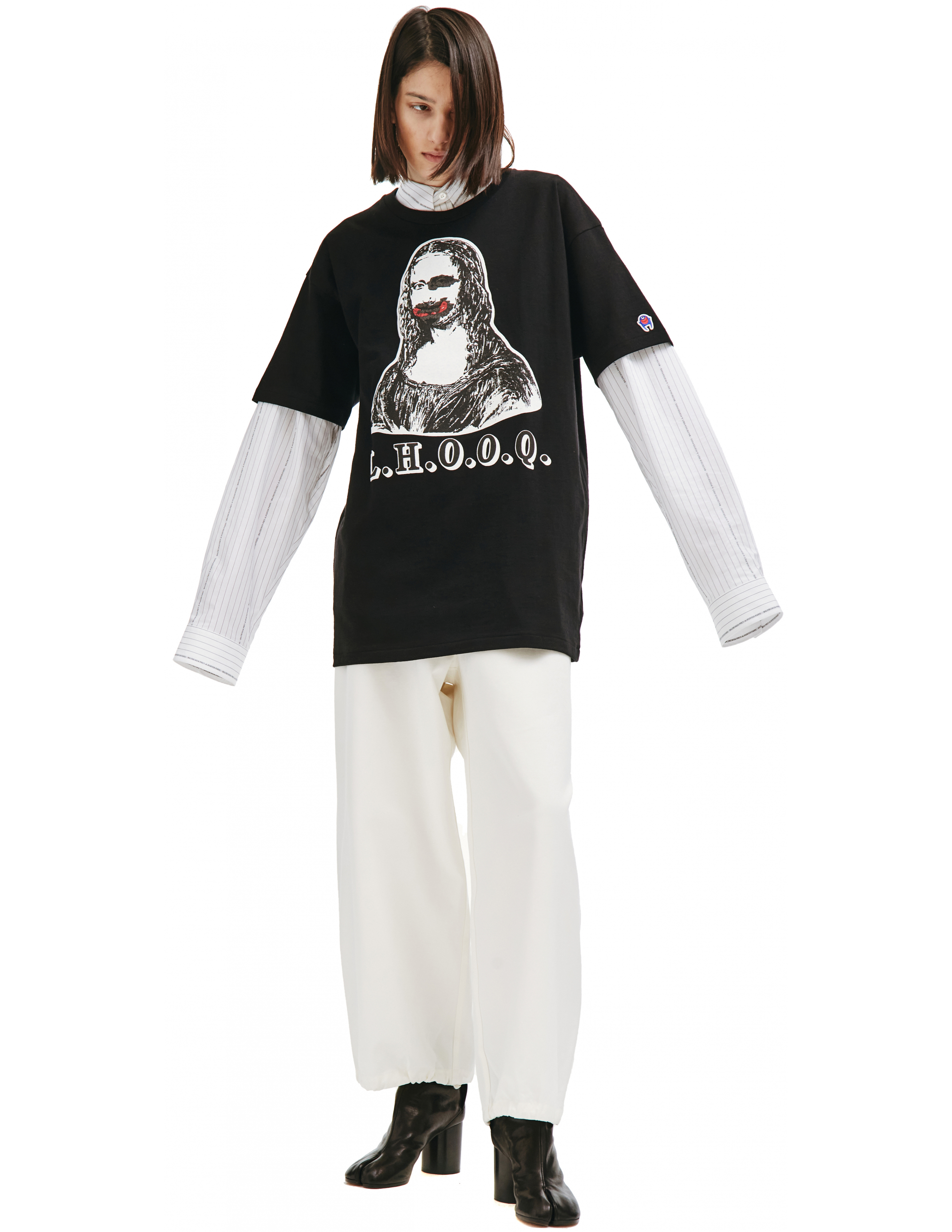 Черная футболка с принтом Мона Лиза Readymade RE-CO-BK-00-00-142, размер XXL;XL;L