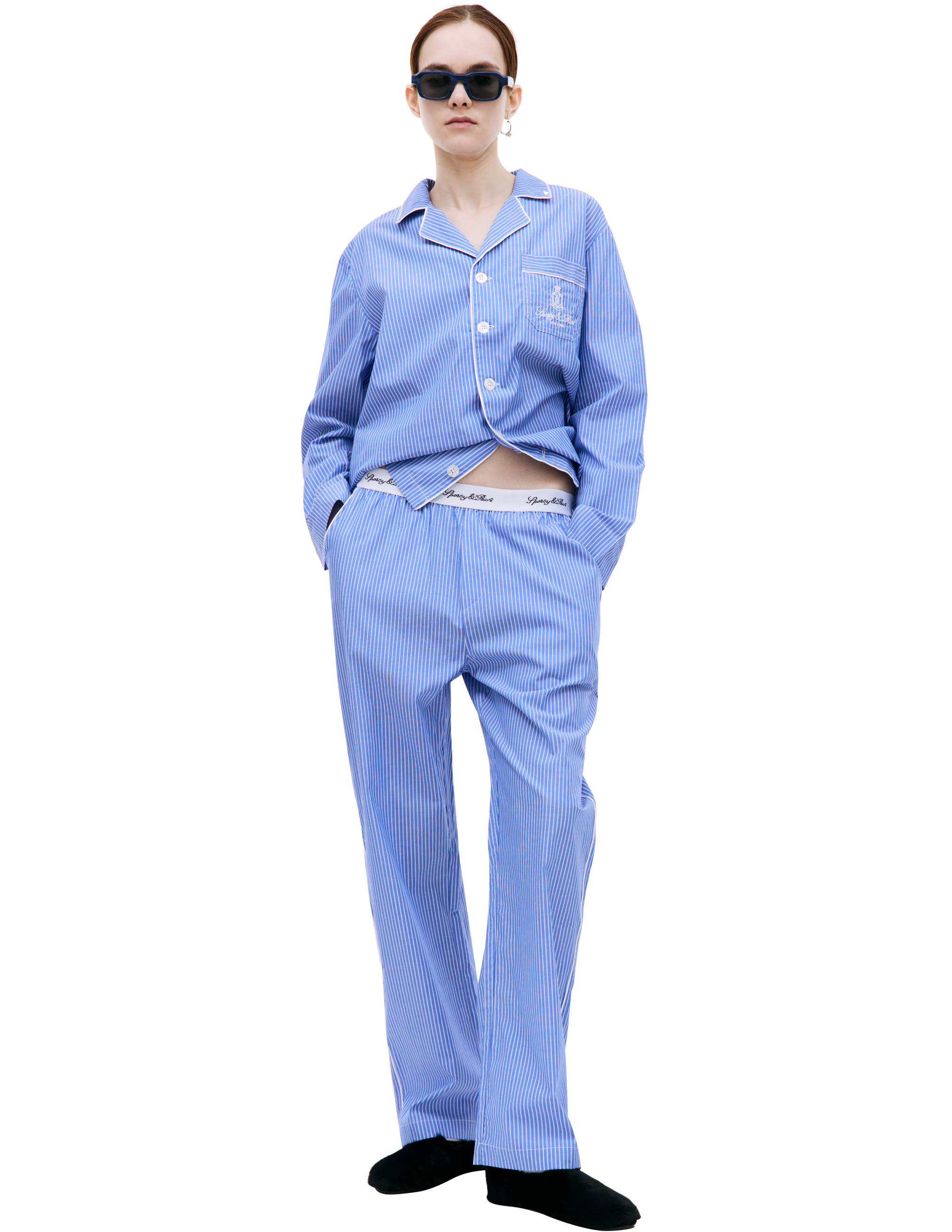 Пижамные брюки в полоску SPORTY & RICH PJAW236BL, размер S;M;L;XL