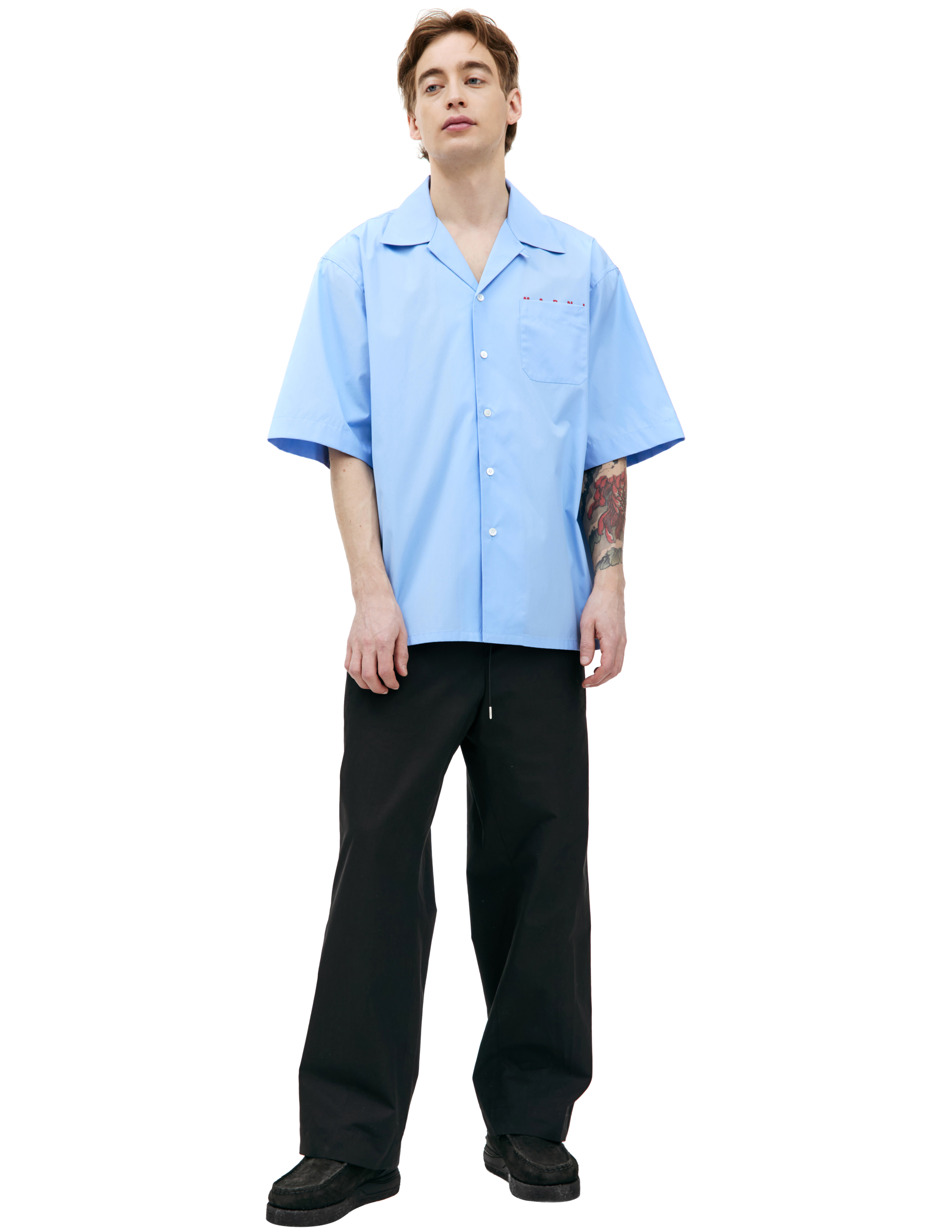 Хлопкова рубашка с коротким рукавом Marni CUMU0213P8/USCT88/L2B50, размер 50;52;54