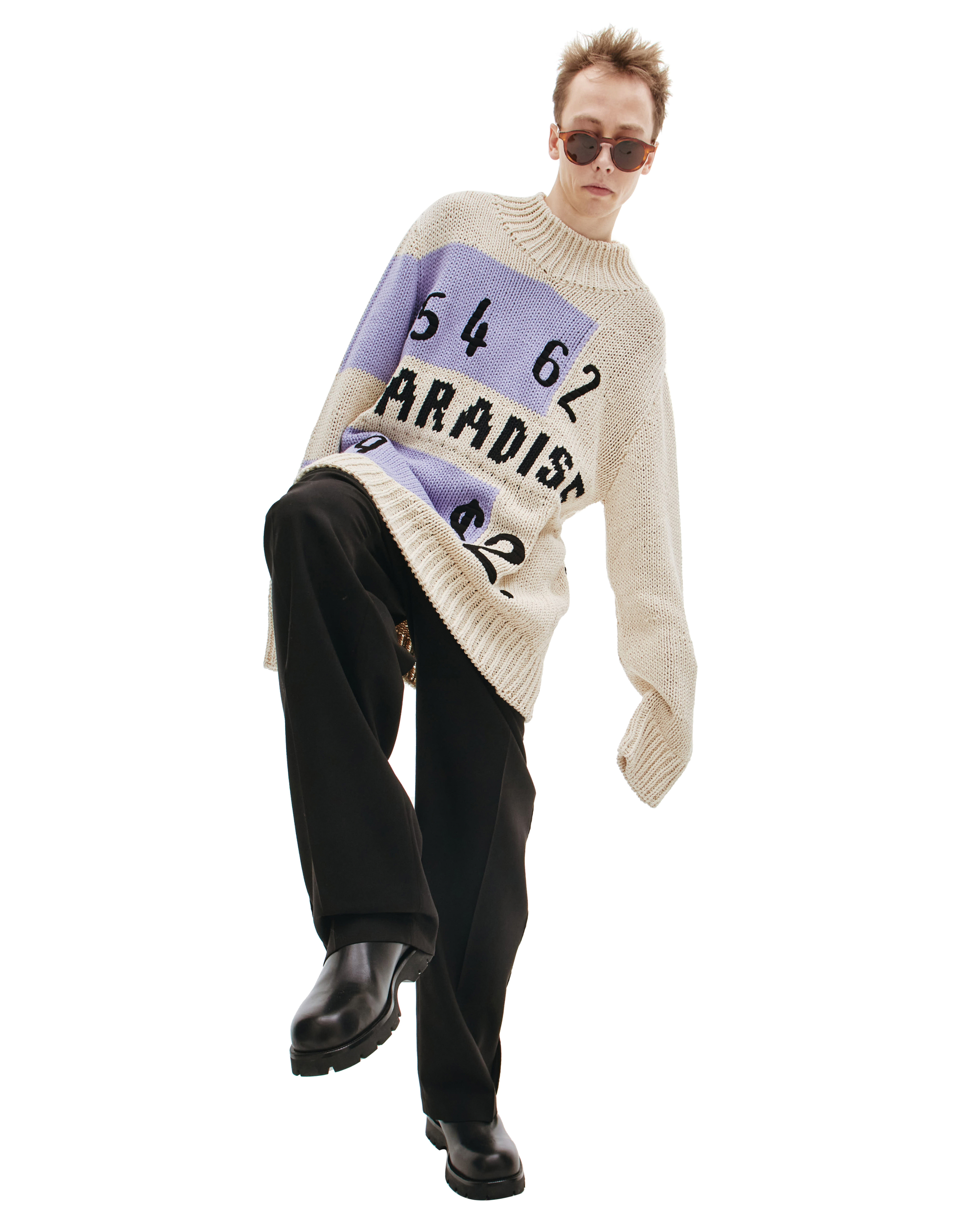 Вязаный свитер с принтом Paradise - Jil Sander JSMU751003/MUY24038/975 Фото 4