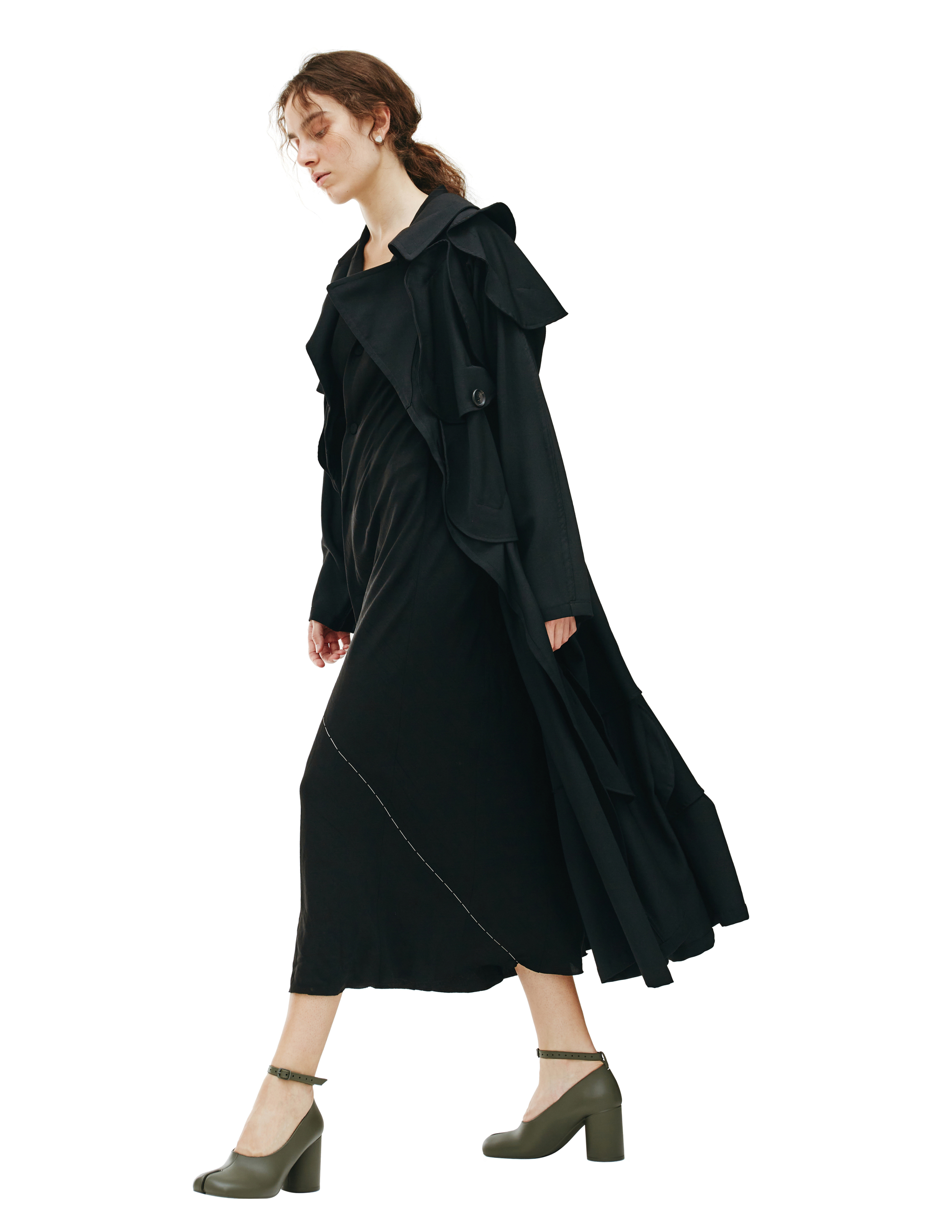 Черное деконструированное пальто из шерсти Yohji Yamamoto FC-C06-100-1, размер sm - фото 5