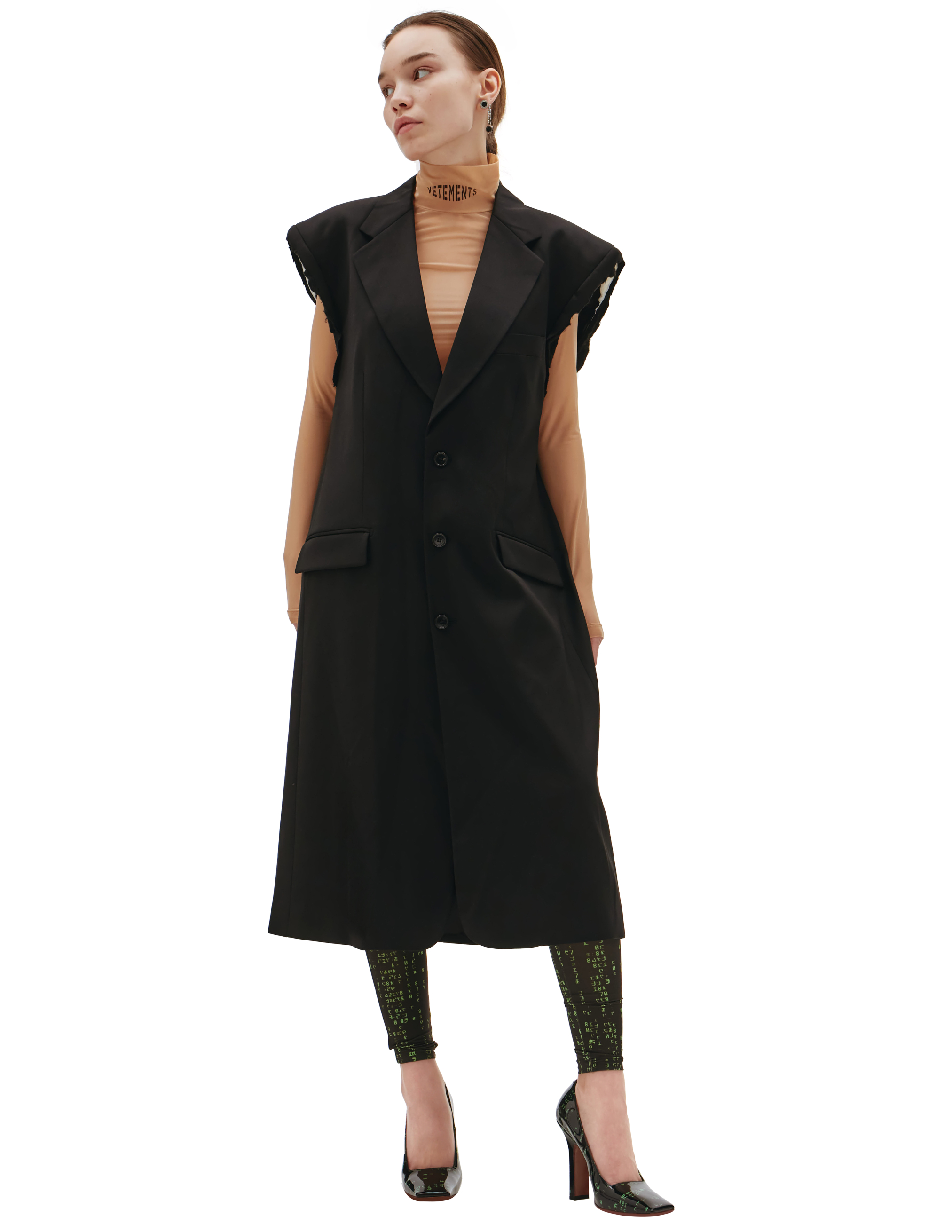 Черный пиджак без рукавов VETEMENTS UE52CO300B/1200, размер XL;S;L
