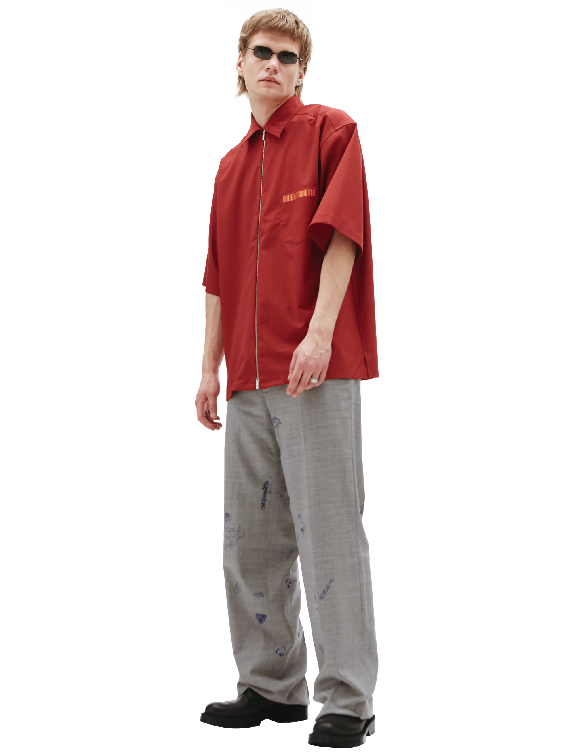 Красная рубашка на молнии VTMNTS VL12SH300R, размер XL;L;M - фото 1