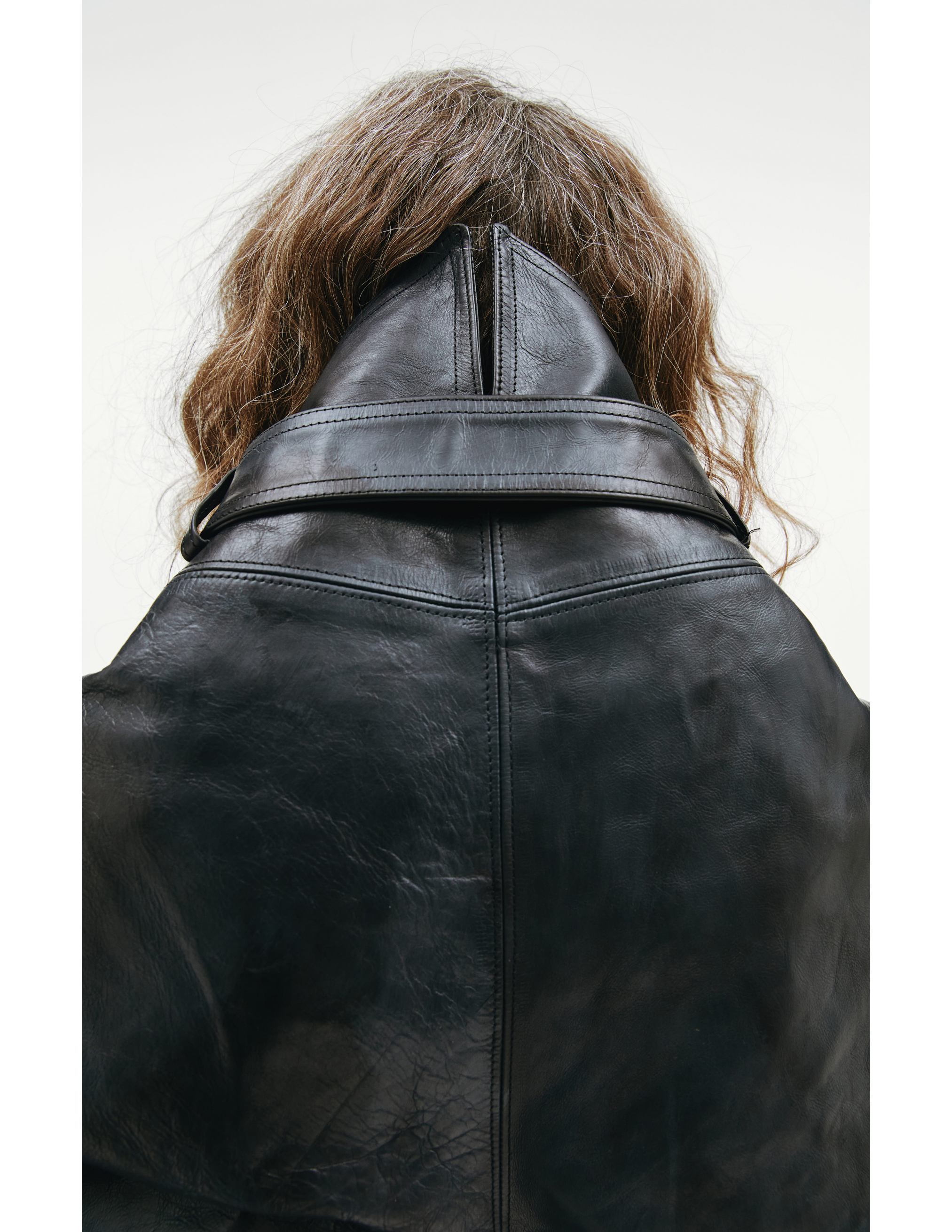 Укороченная кожаная куртка - Yohji Yamamoto  FX-J06-702-1 Фото 6