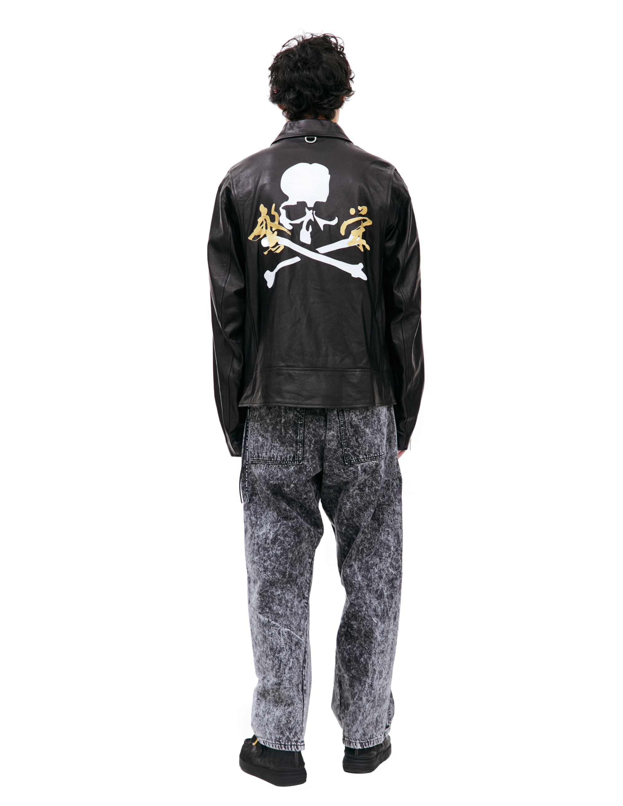 Кожаная куртка с принтом Mastermind WORLD MJ24E12-BL028-700, размер M;XL - фото 4