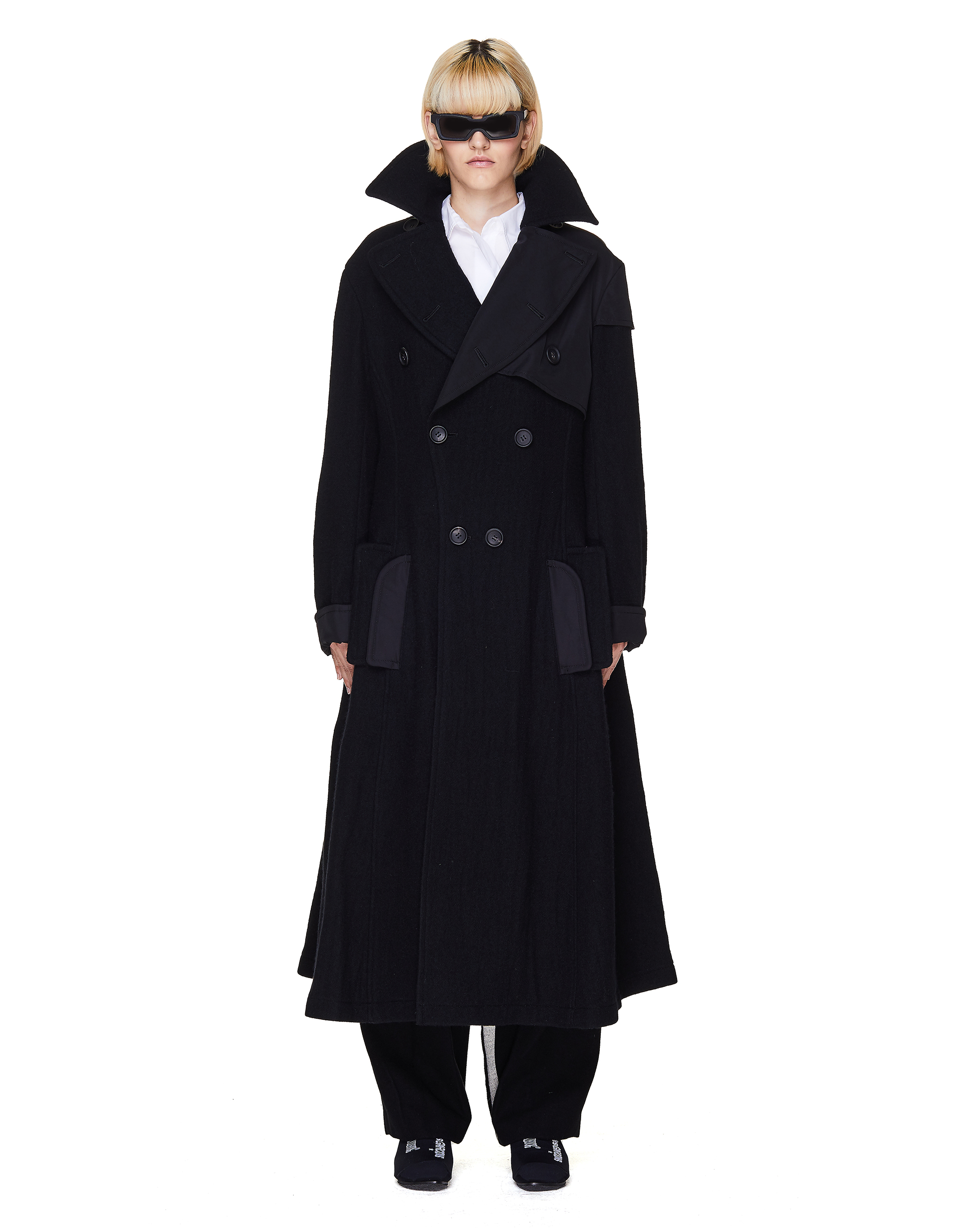 Черное пальто из шерсти - Yohji Yamamoto NC-C11-820-1