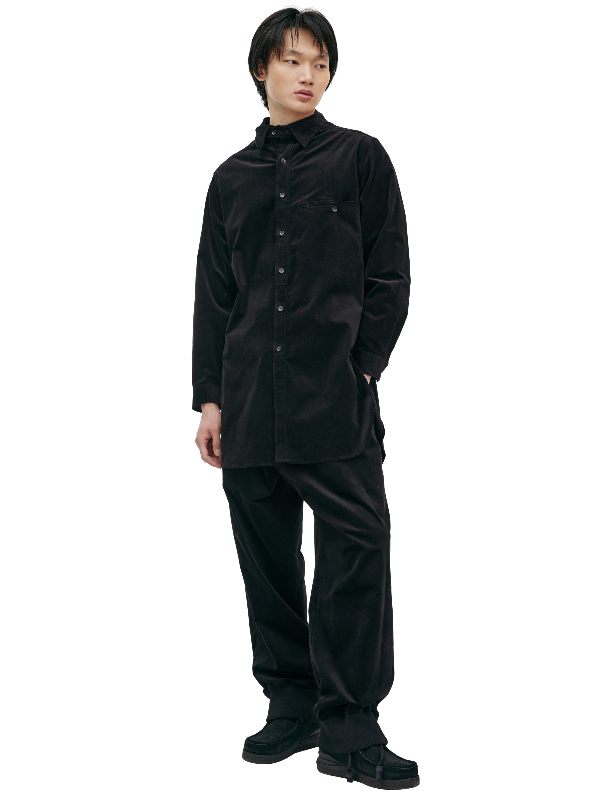 Черная рубашка из велюра 143300₽