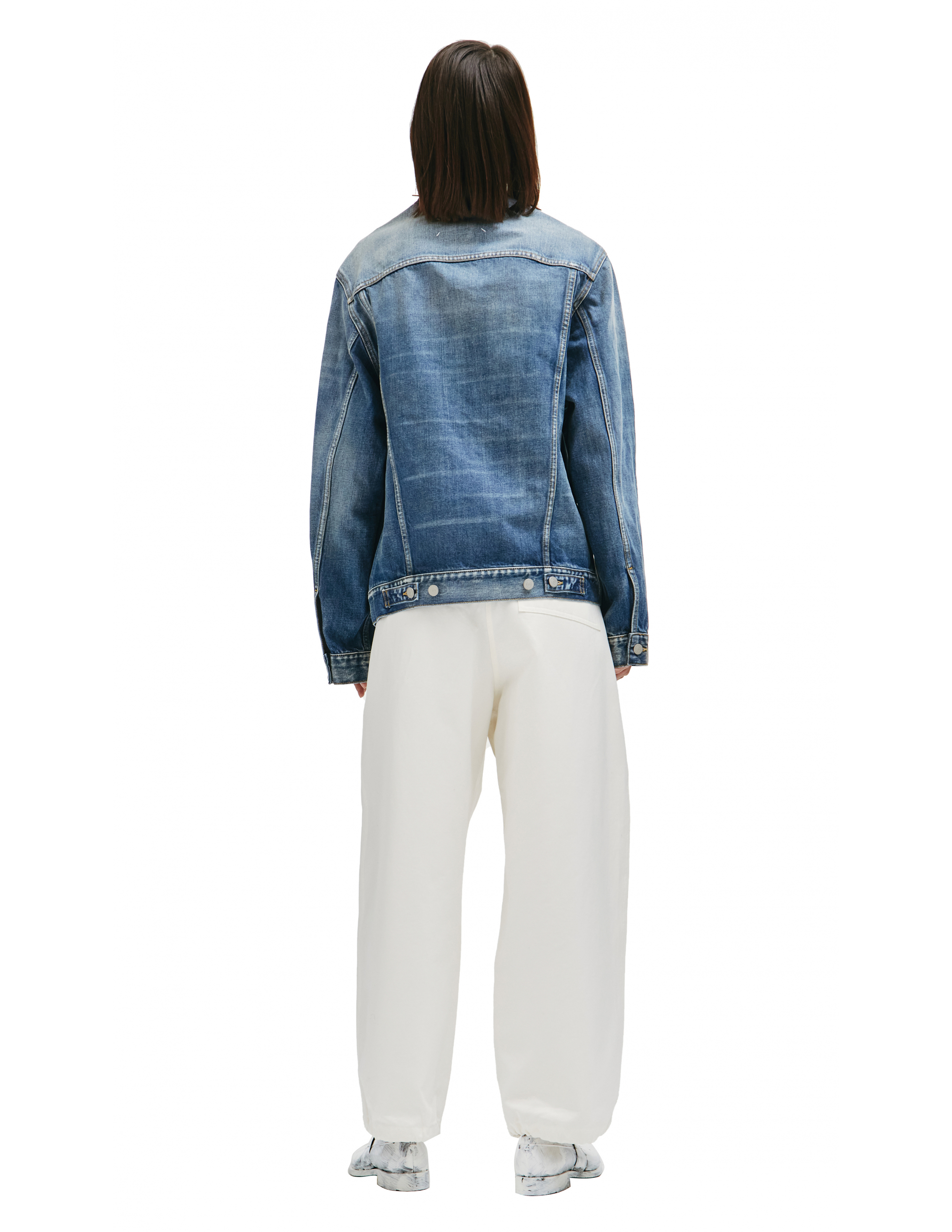 Синяя джинсовая куртка без воротника - Maison Margiela S51AM0447/S30561/966 Фото 3
