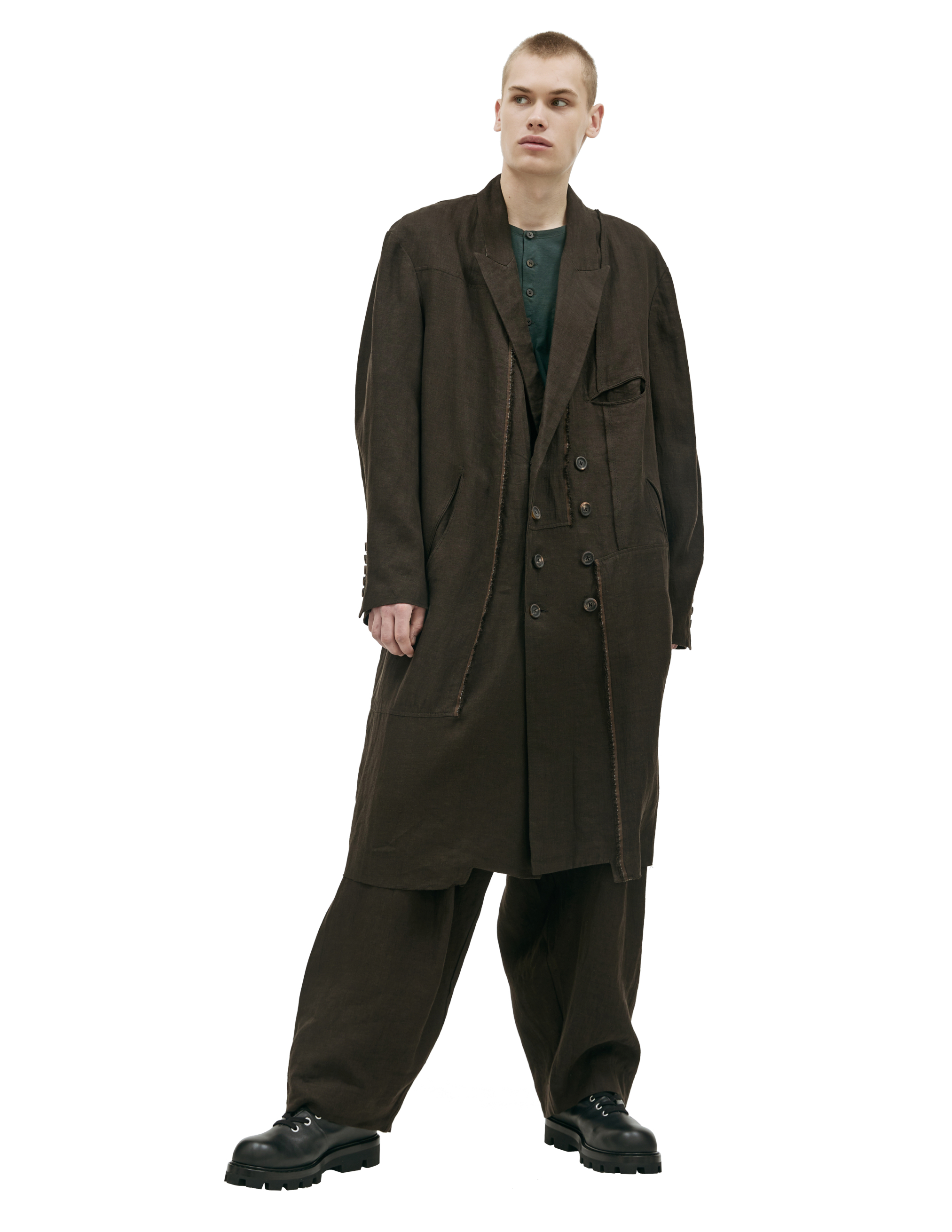 Двубортное пальто изо льна Ziggy Chen 0M2311101, размер 52 - фото 3