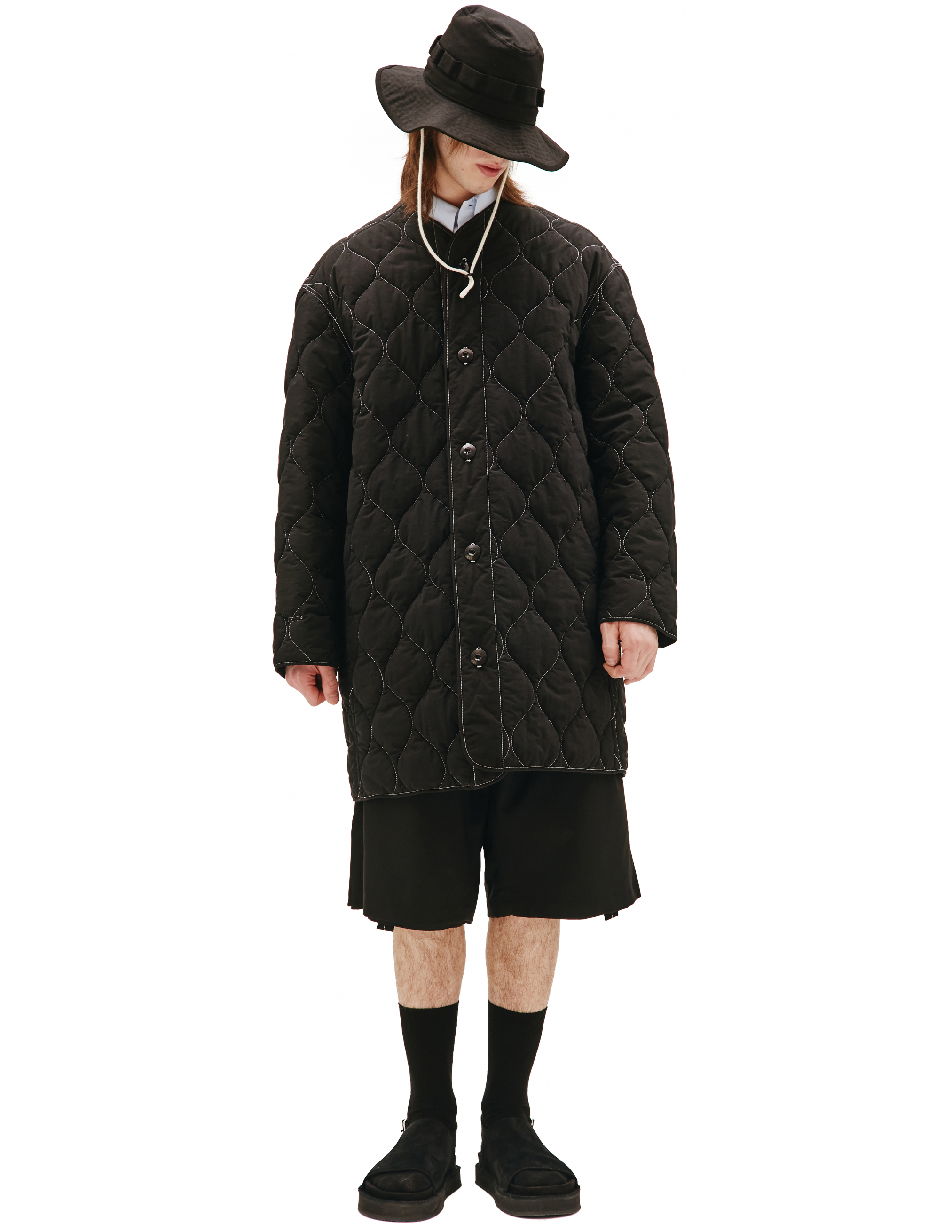 Стеганое черное пальто - OAMC OAMS435032/OS24300T/001