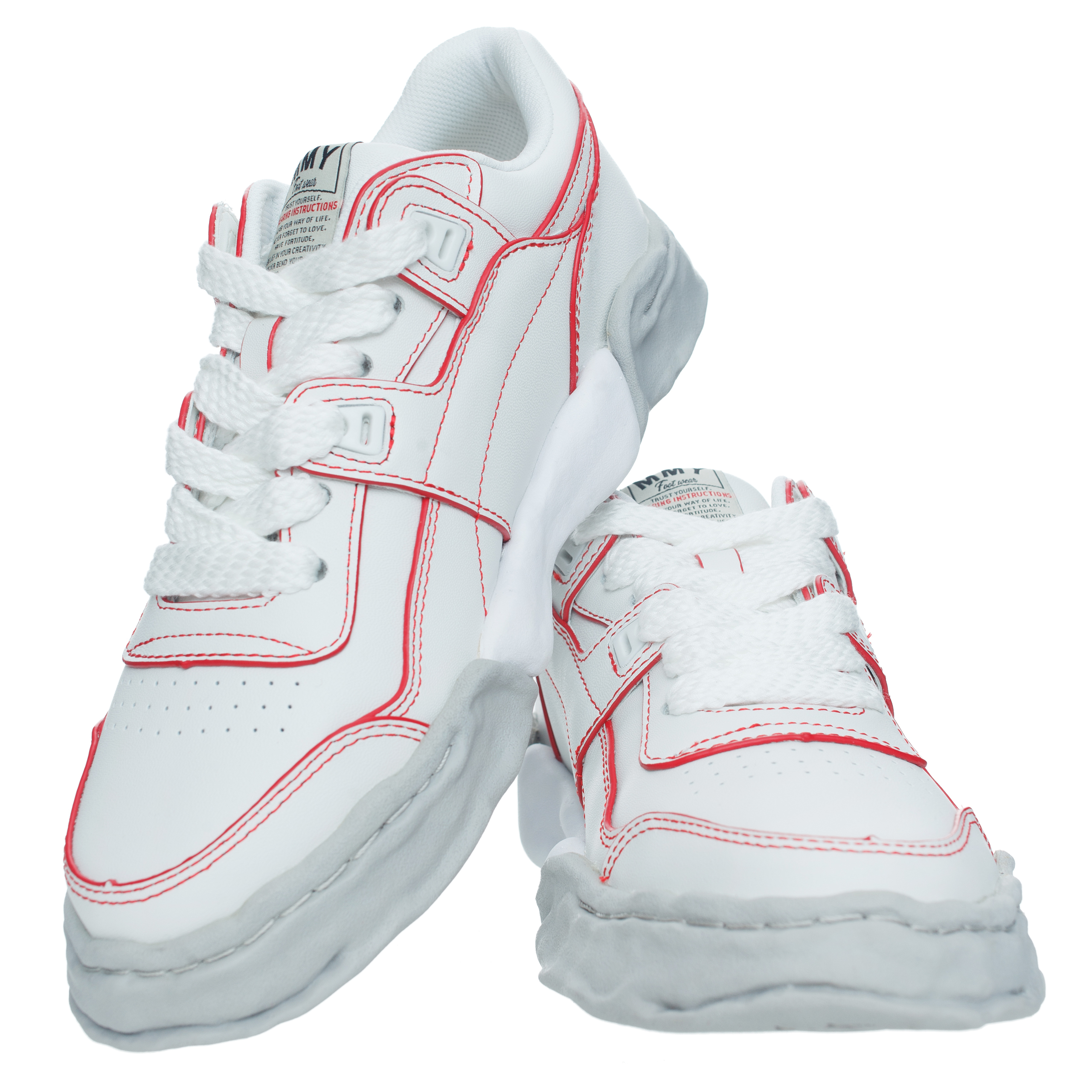 Кожаные кроссовки Parker с контрастной строчкой Maison Mihara Yasuhiro A11FW709/WHITE, размер 37;38;39;40;41 A11FW709/WHITE - фото 1