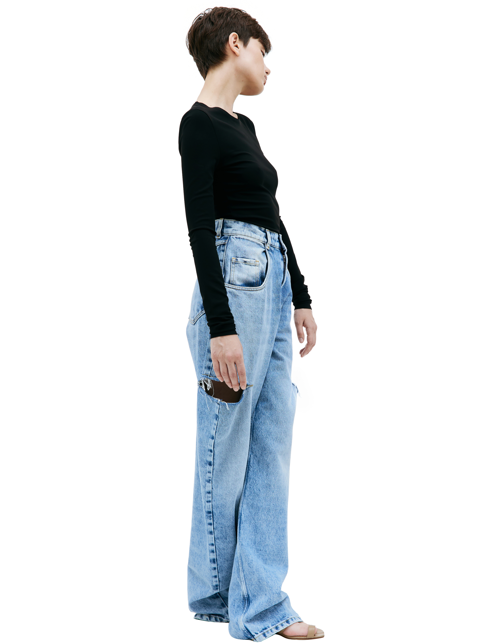 Широкие джинсы с разрезами Maison Margiela S51LA0051/S30513/470, размер 36;38;40 S51LA0051/S30513/470 - фото 2