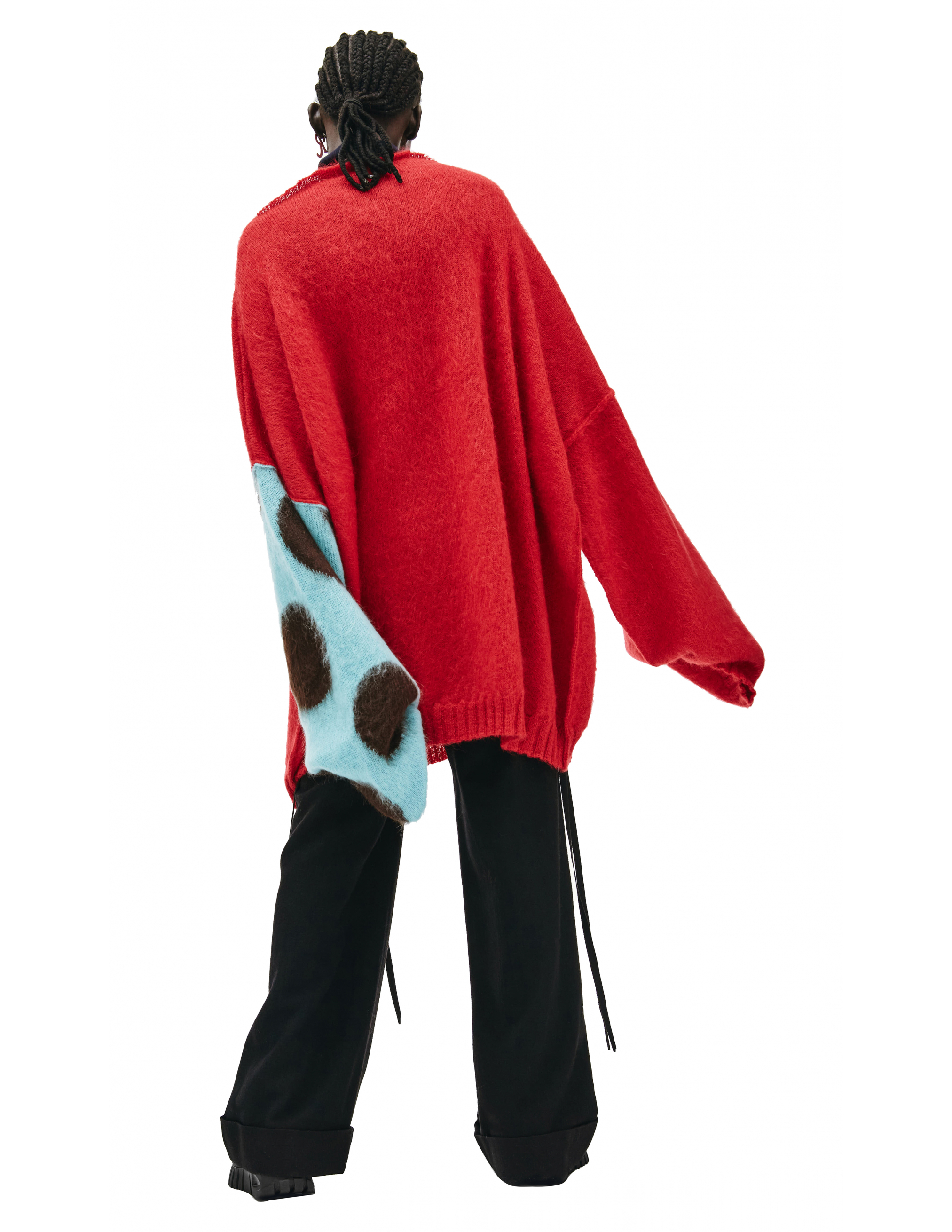 Красный Оверсайз свитер с контрастной вышивкой Raf Simons 212-820-50001-3042, размер 2;1 - фото 4