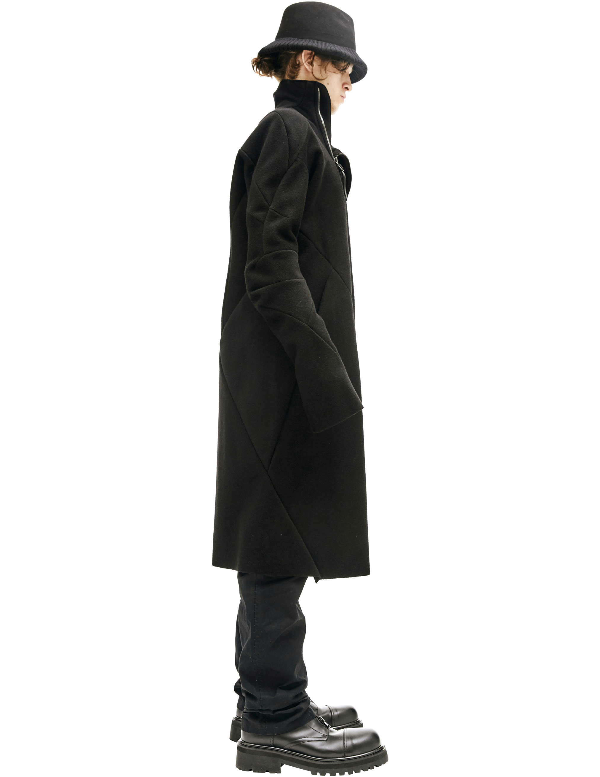 Шерстяное пальто с высоким воротом - Leon Emanuel Blanck DIS-TC-01/blk Фото 2