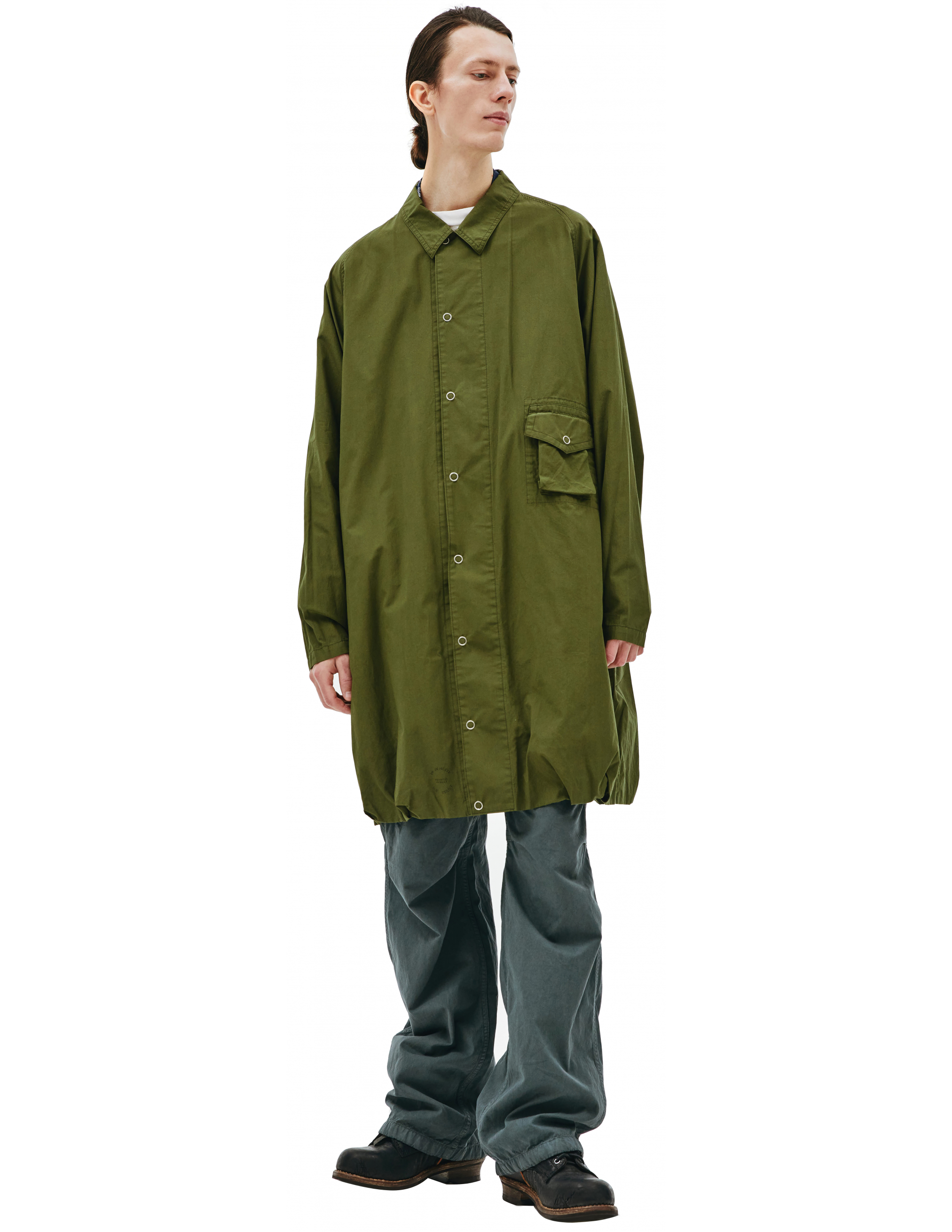 Пальто из хлопка с накладным карманом Visvim 0121205013027/olive, размер 5;4 0121205013027/olive - фото 1