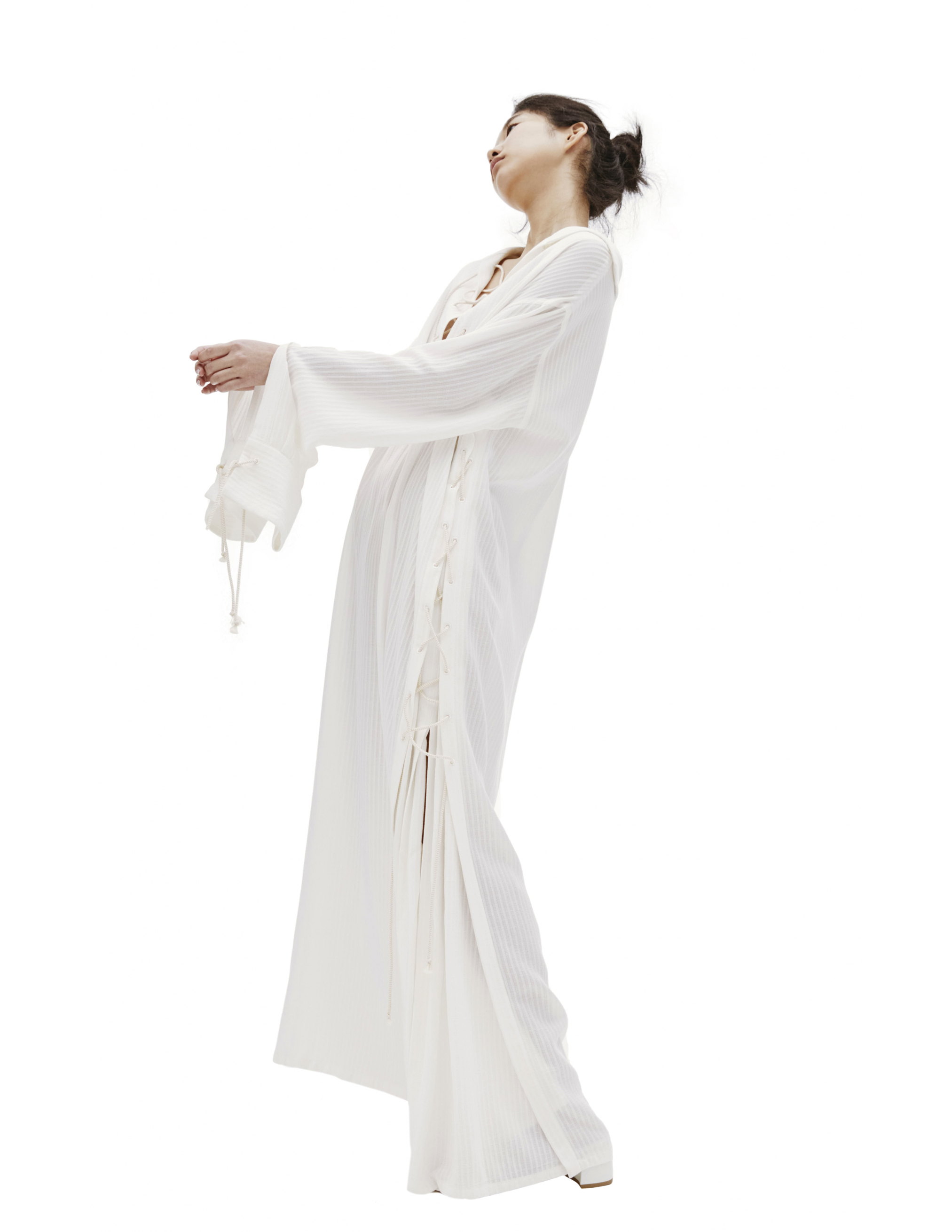 Белое платье со шнуровкой - Ann Demeulemeester 2001-2216-P-156-005 Фото 6