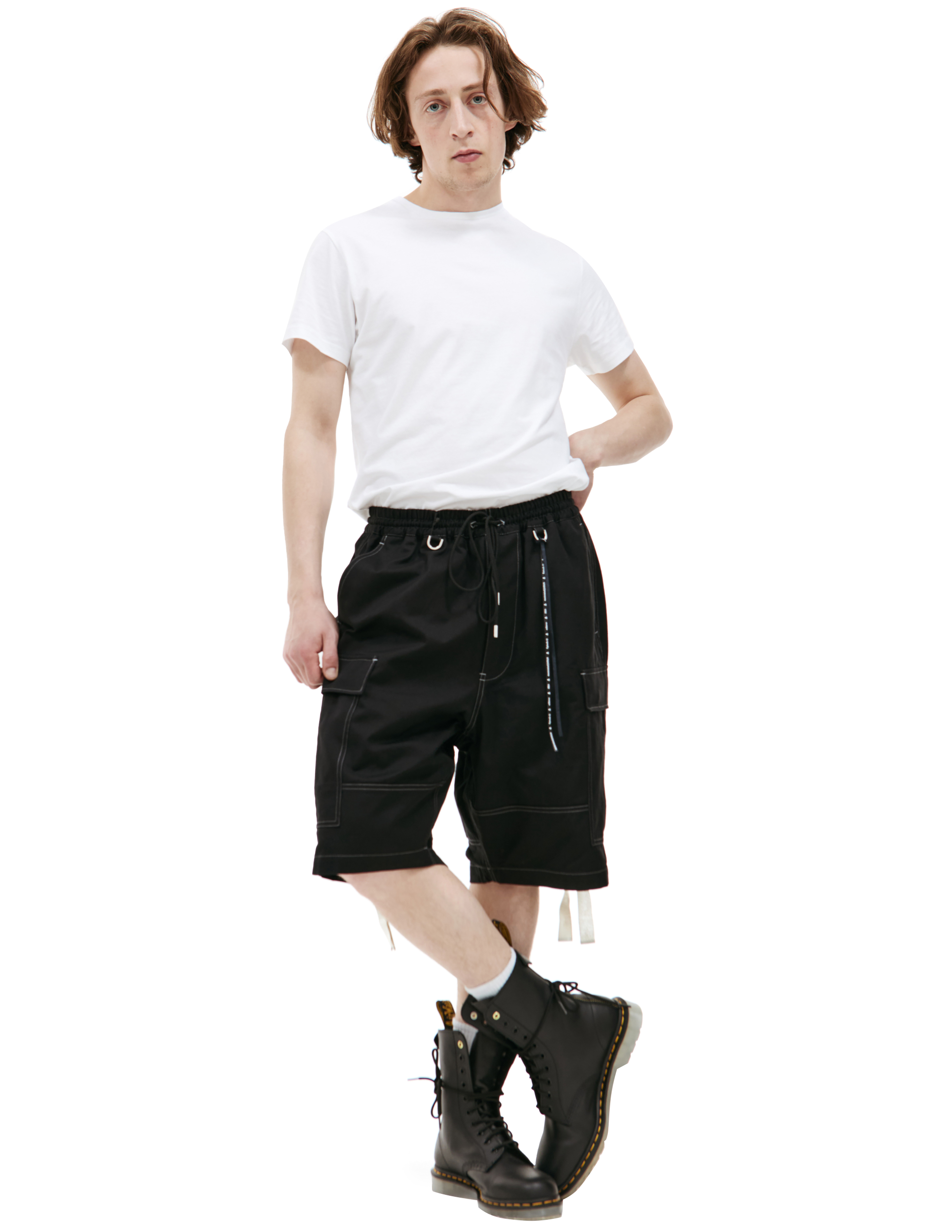 Черные шорты карго с лентами Mastermind WORLD MJ24E12-PA037-021, размер S;M;L