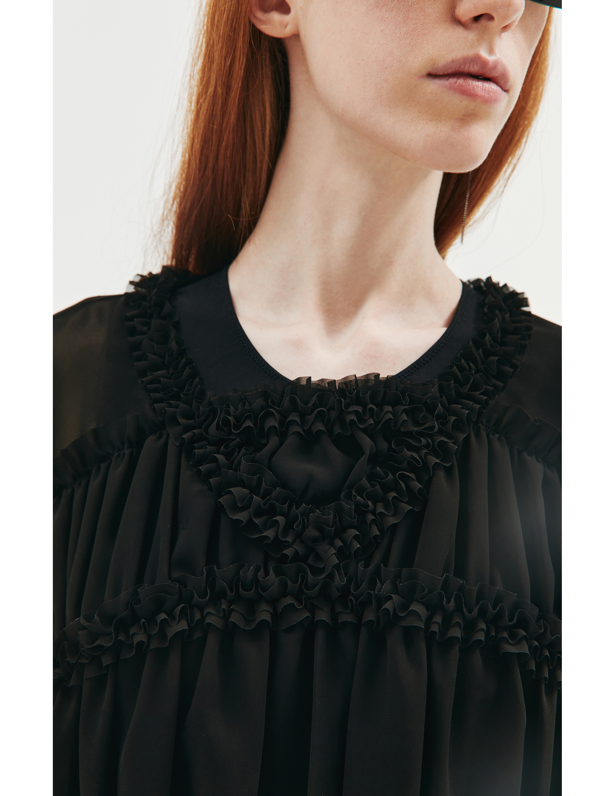 Черная блузка с рюшами Comme des Garcons CdG RH-B009-051-1, размер 4;3;2 - фото 3