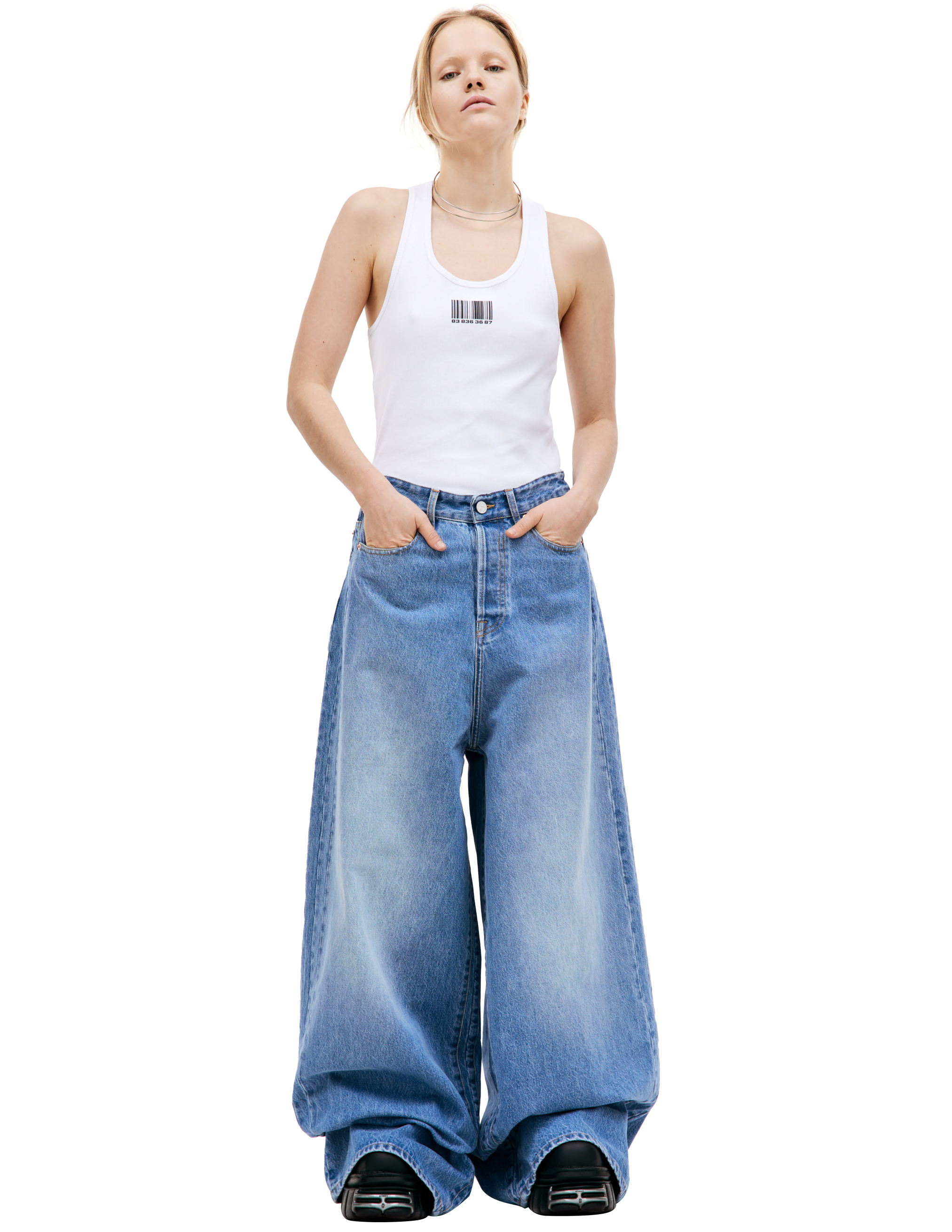 Широкие джинсы с высокой талией VETEMENTS UE64PA140X/2801, размер 26;27;28