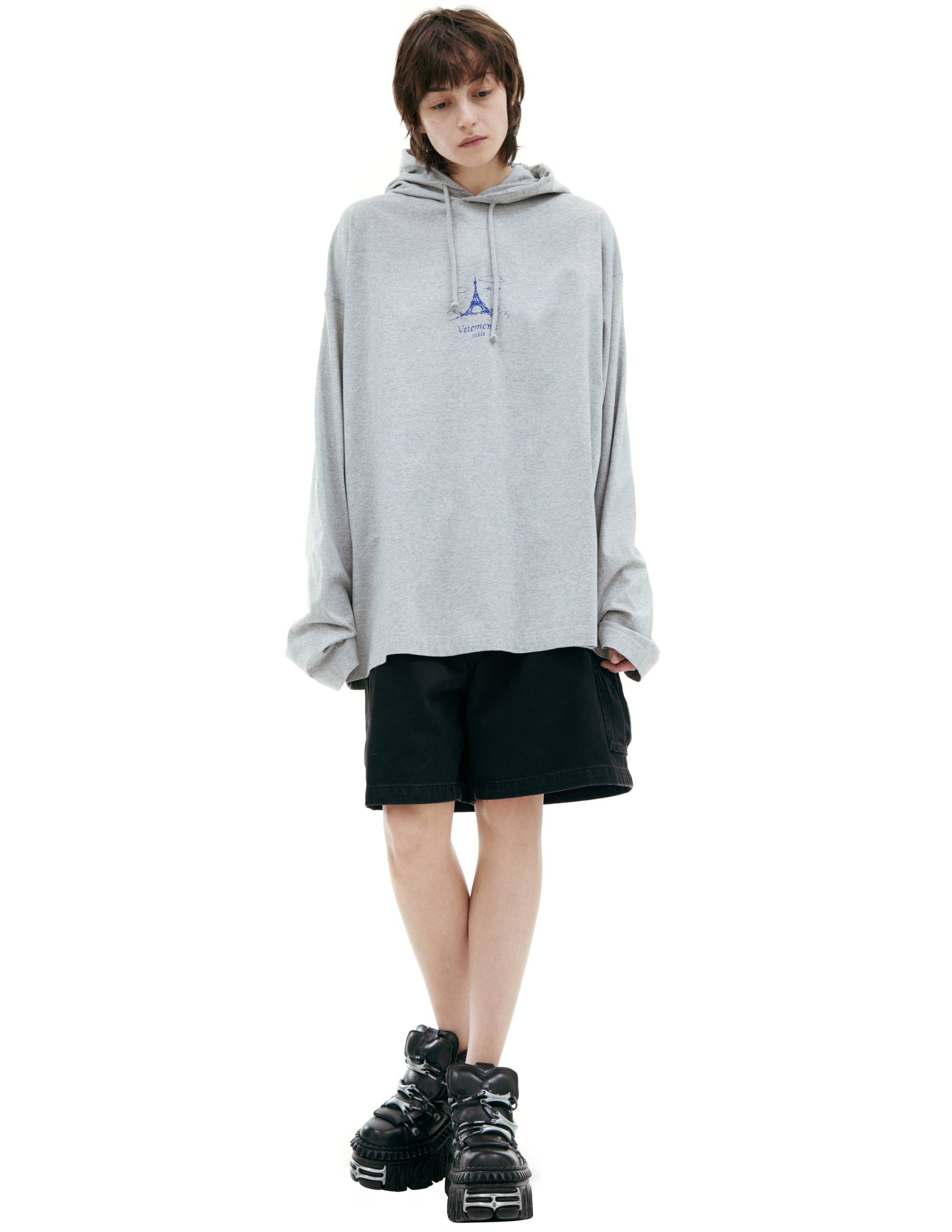 Серое худи с принтом