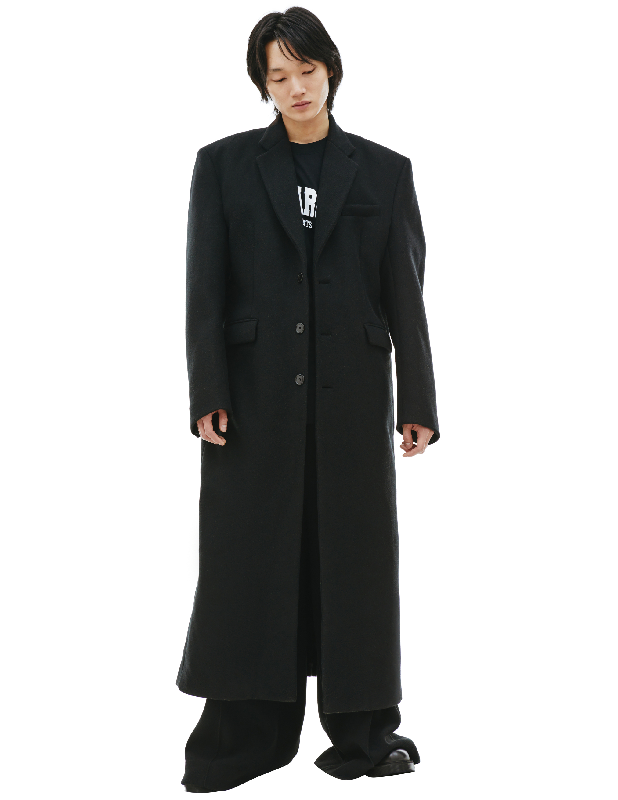 Черное оверсайз пальто VETEMENTS UE63CO160B/1259, размер XL;M
