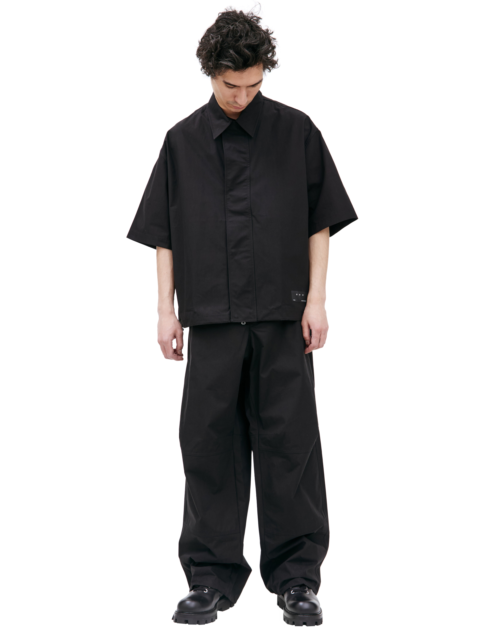 Черная рубашка с коротким рукавом OAMC 24E28OAU23/COT00991/001, размер L;XL