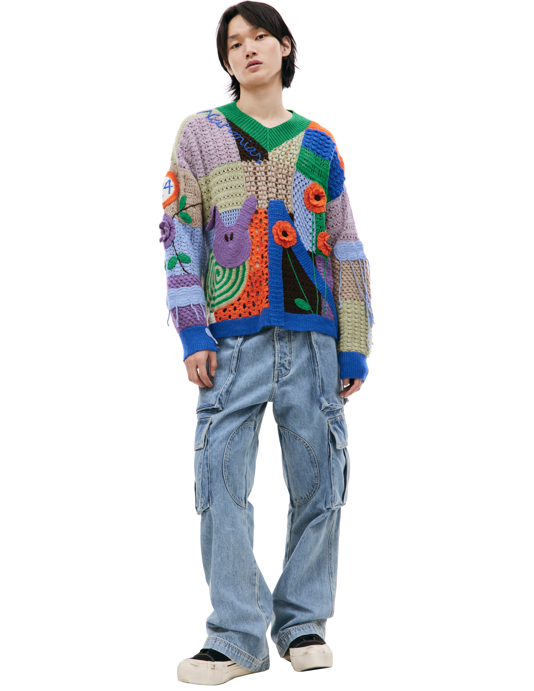 Вязаный свитер пэчворк Nahmias AW23-KW1-T7-960, размер L;XL