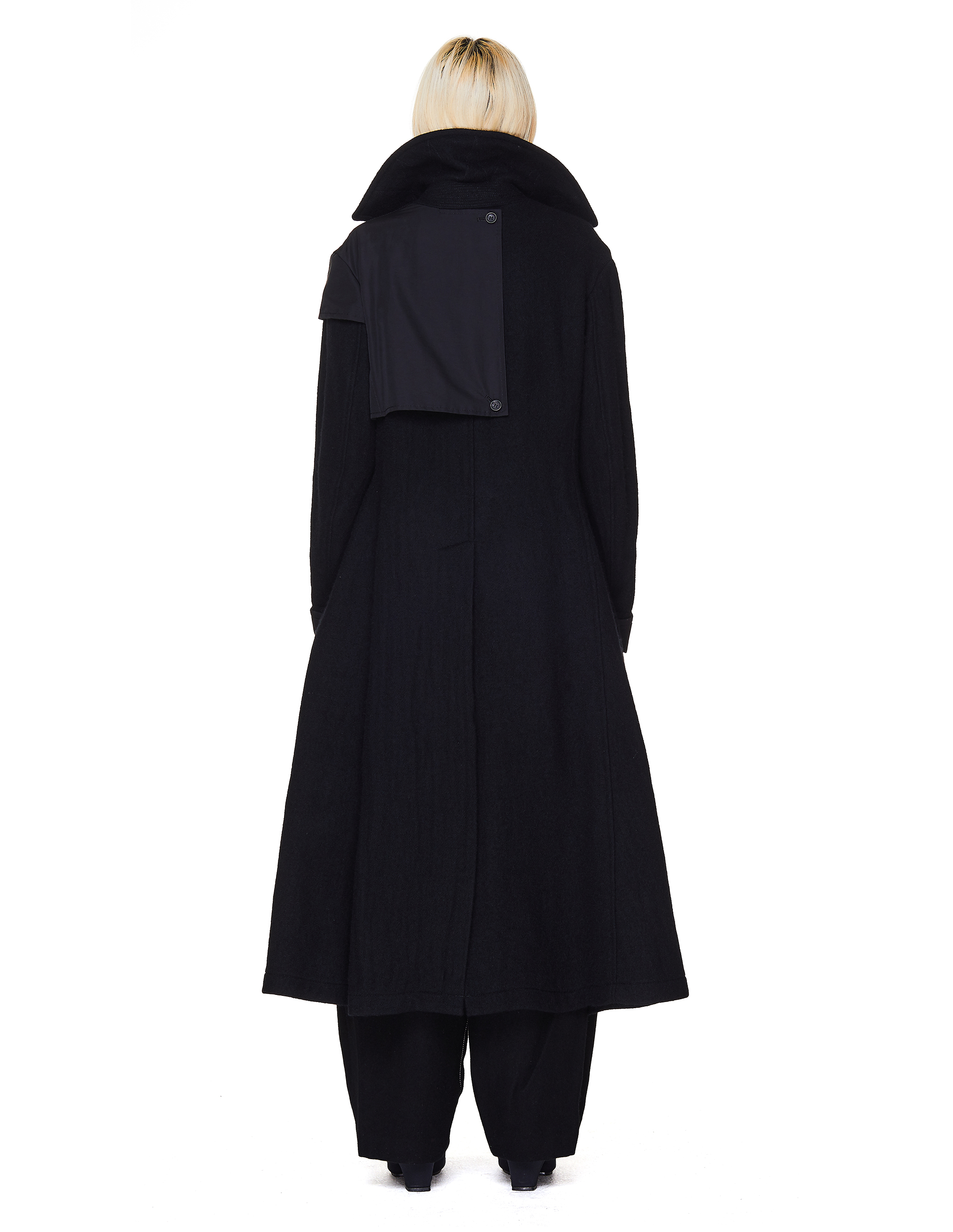 Черное пальто из шерсти - Yohji Yamamoto NC-C11-820-1 Фото 3