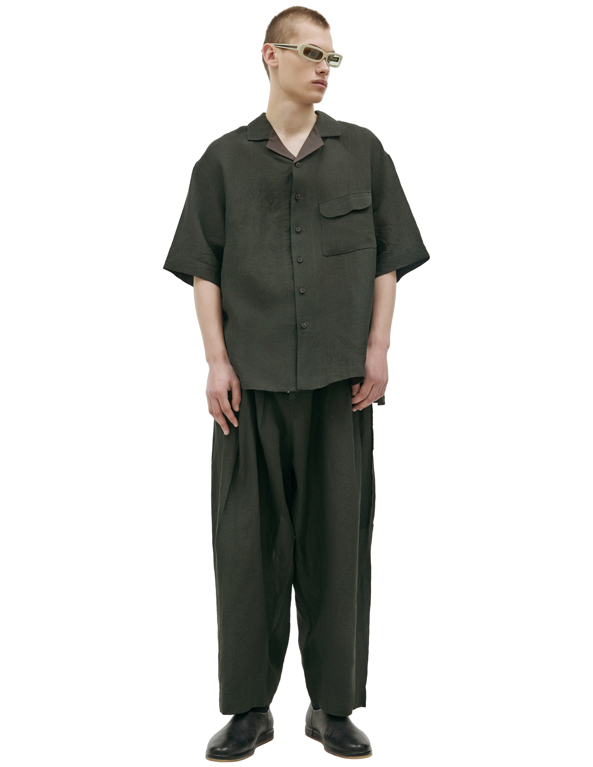 Льняная рубашка с коротким рукавом Ziggy Chen 0M2310714, размер 48;50