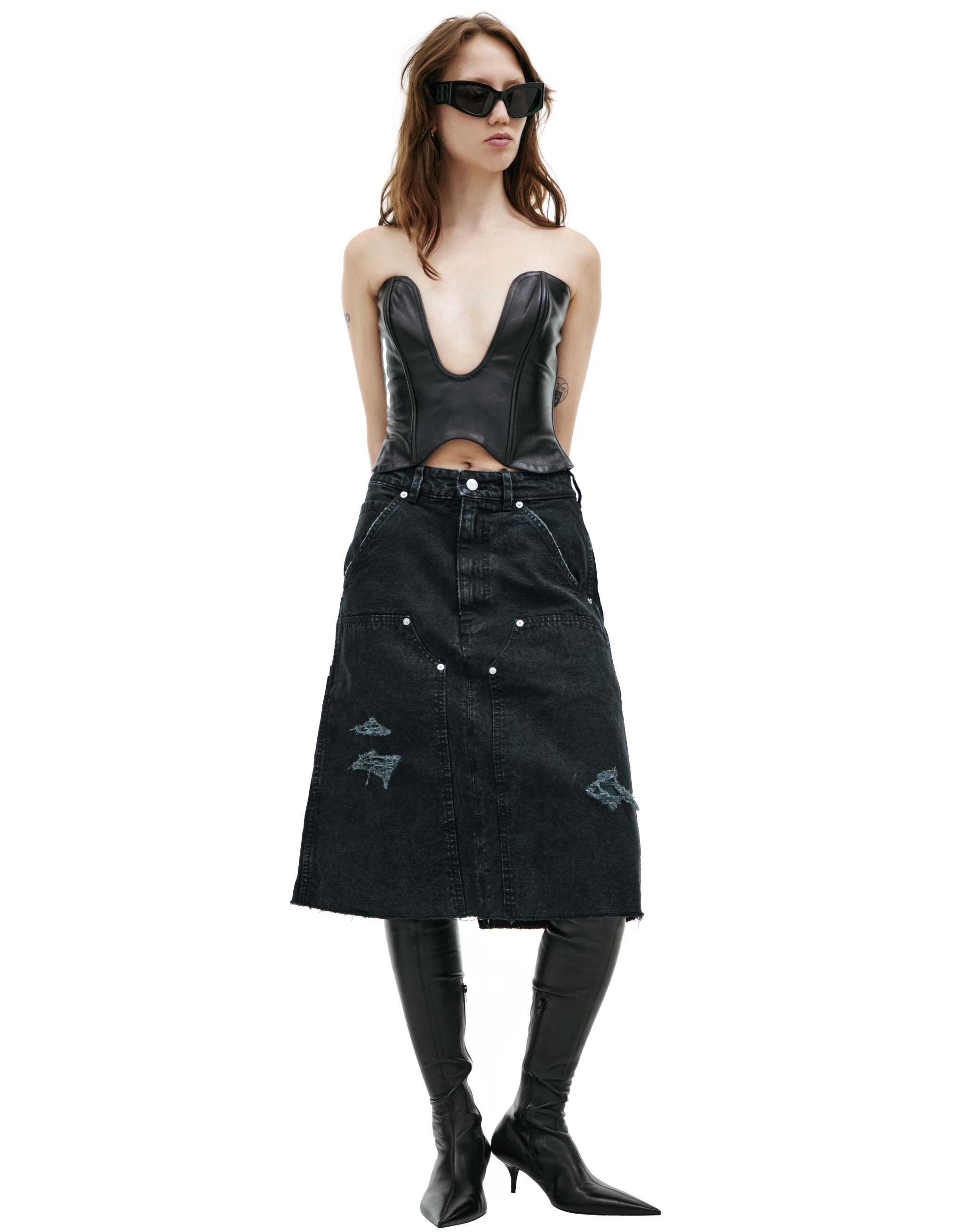 Черный корсет из кожи