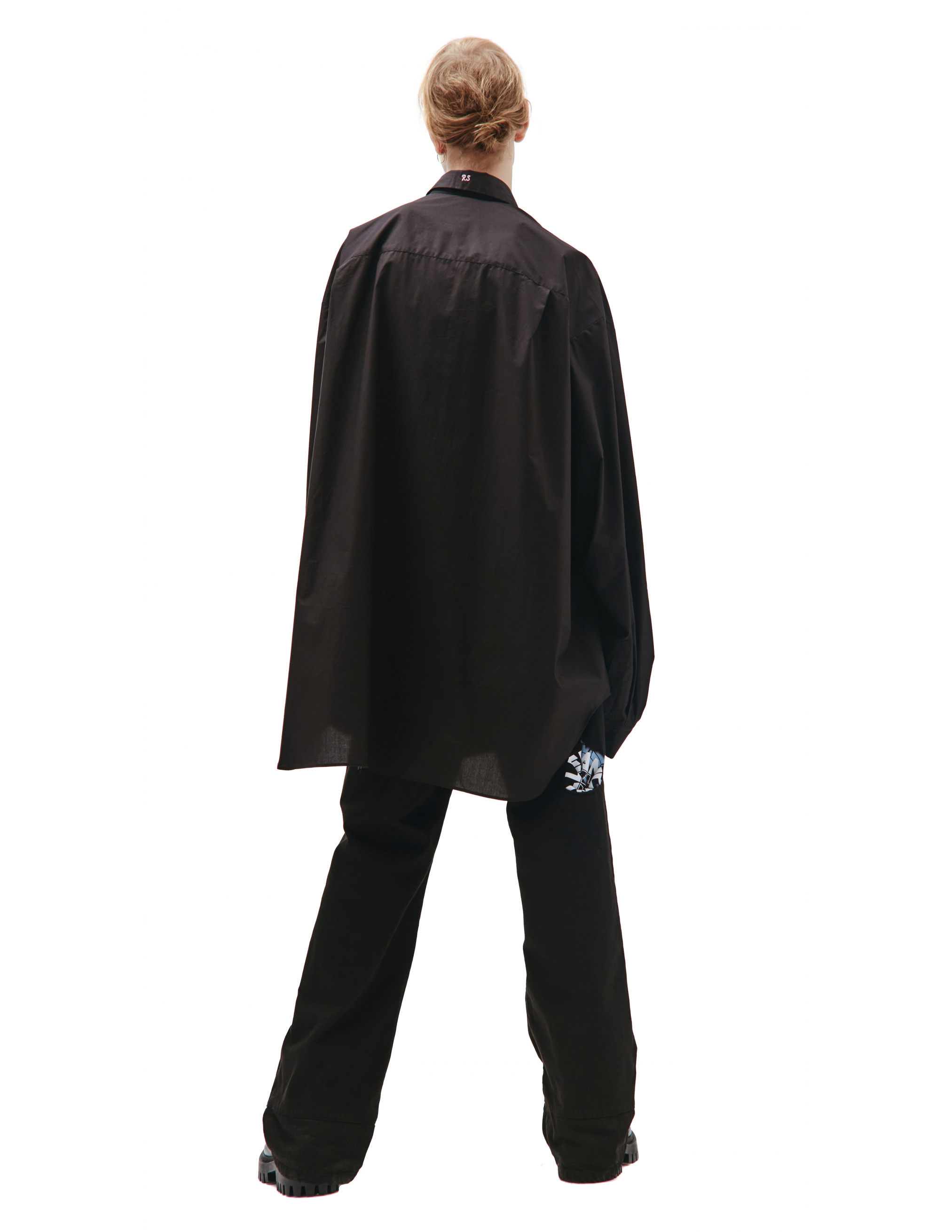 Черная Оверсайз рубашка с принтом Raf Simons 212-M251-10007-0099, размер 54;52;50;48 - фото 3